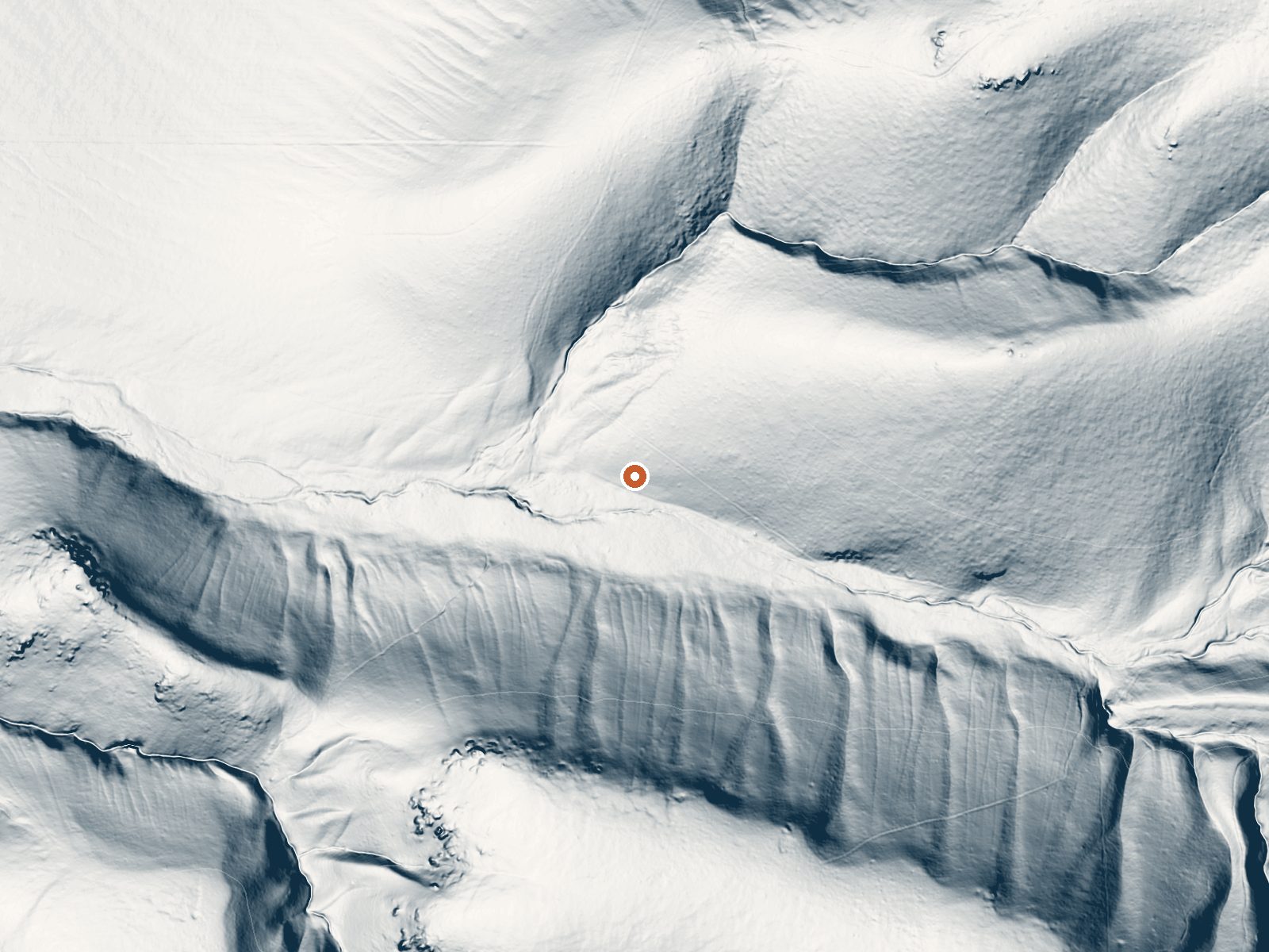 LiDAR bare-earth view of the same ground around Marsh Gully Hot Springs