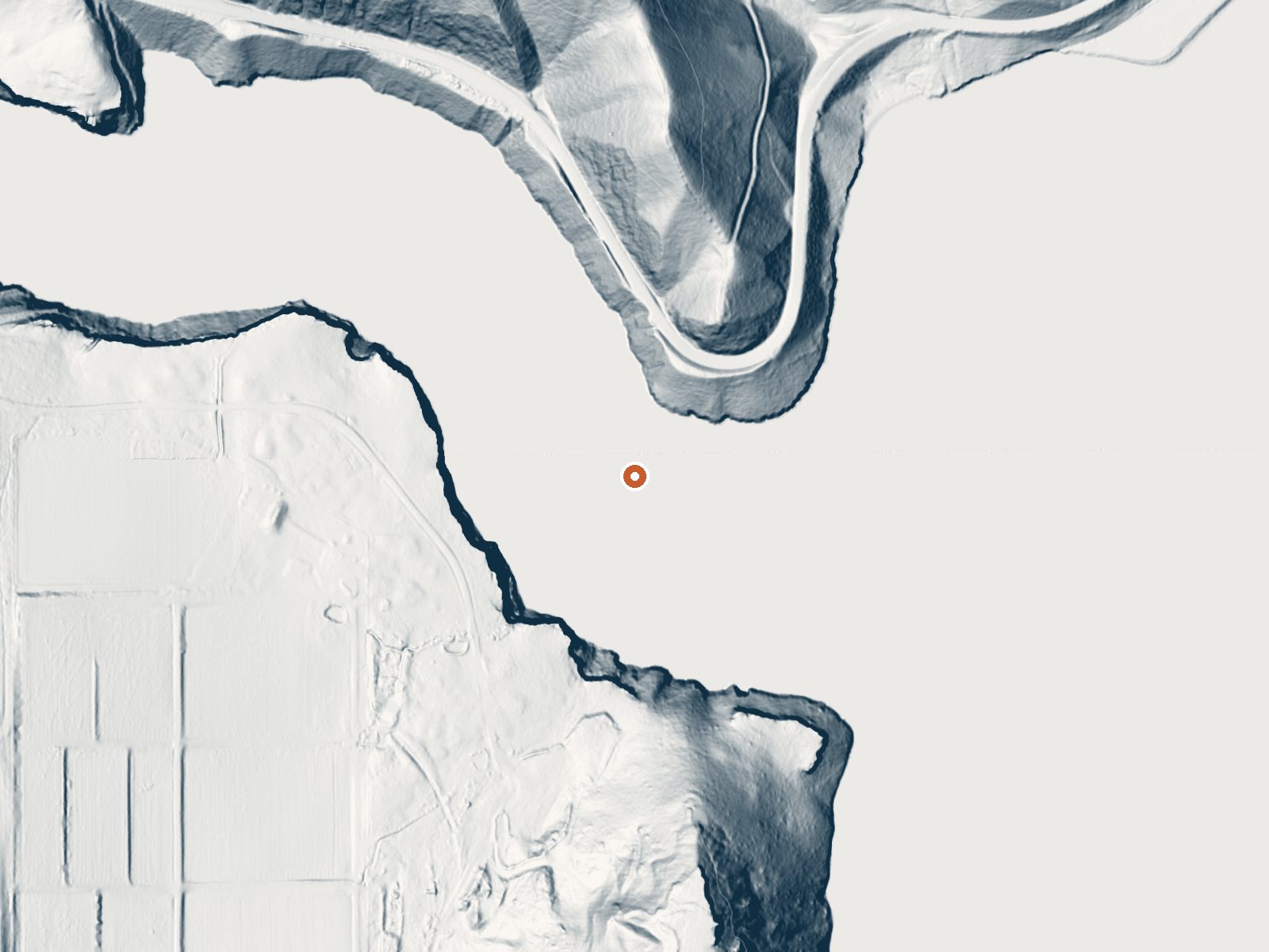 LiDAR bare-earth view of the same ground around Mores Creek Hot Spring
