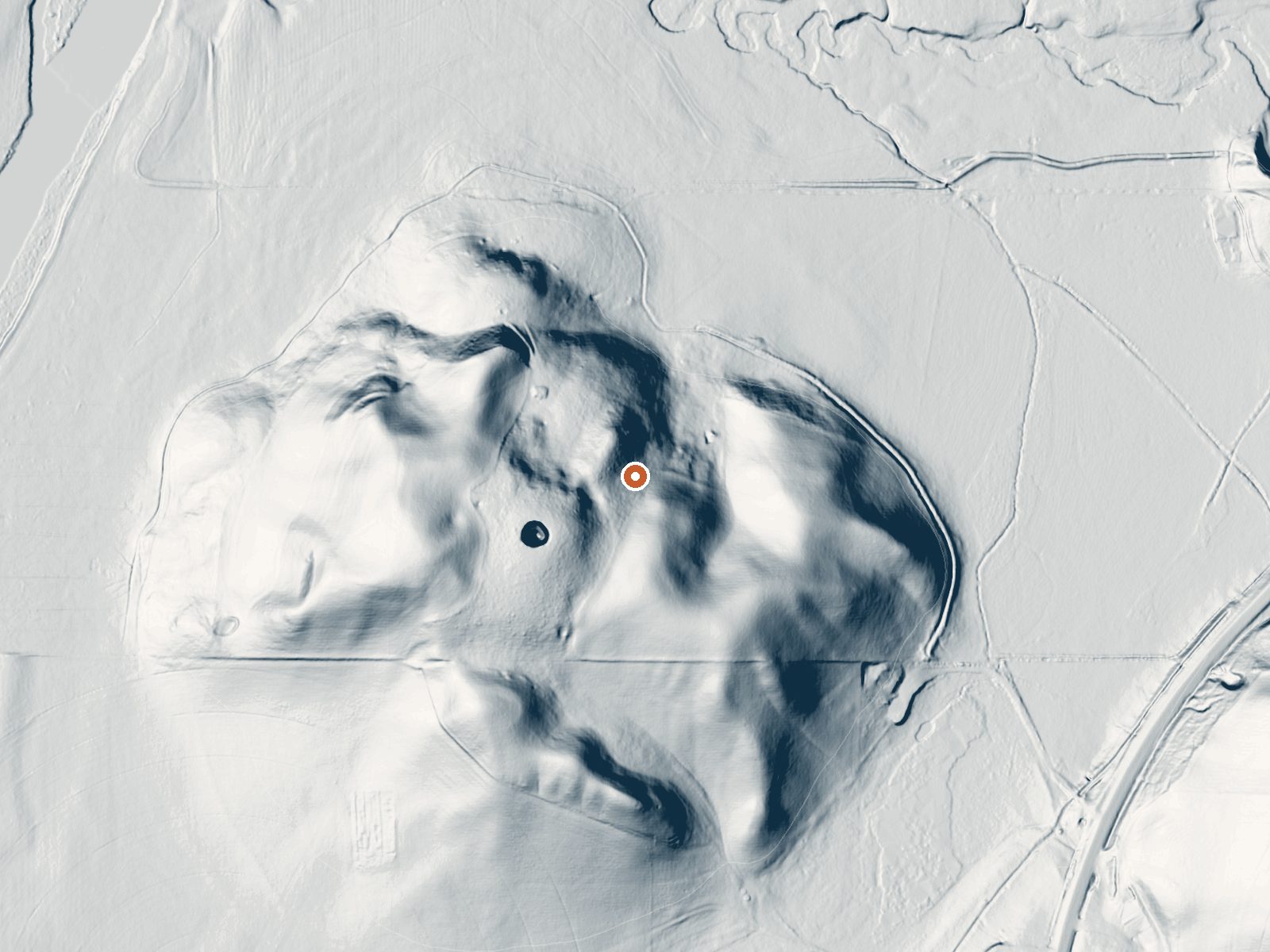 LiDAR bare-earth view of the same ground around Mound Valley Warm Spring