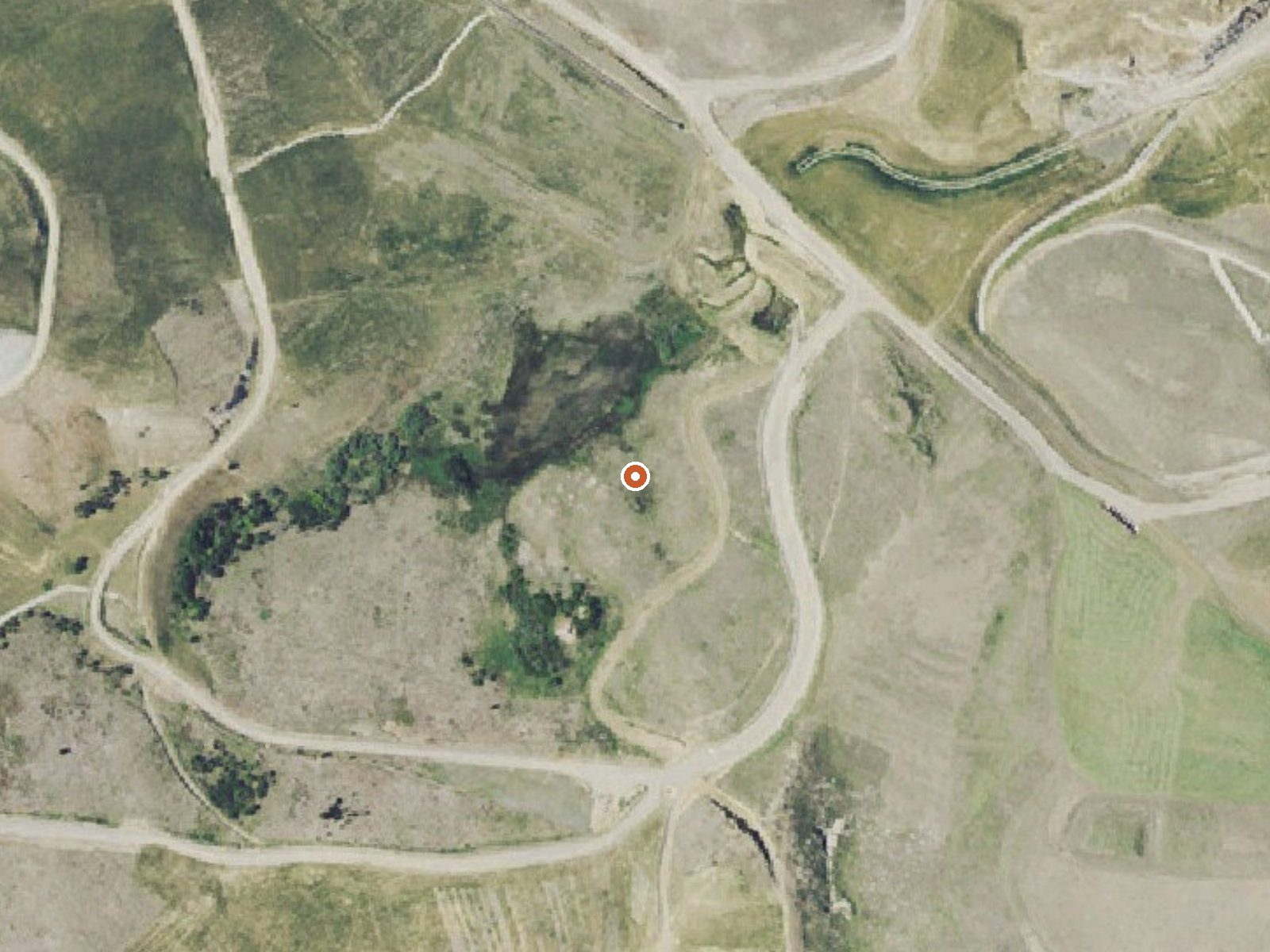 Aerial view of the ground around Anaconda Hot Springs
