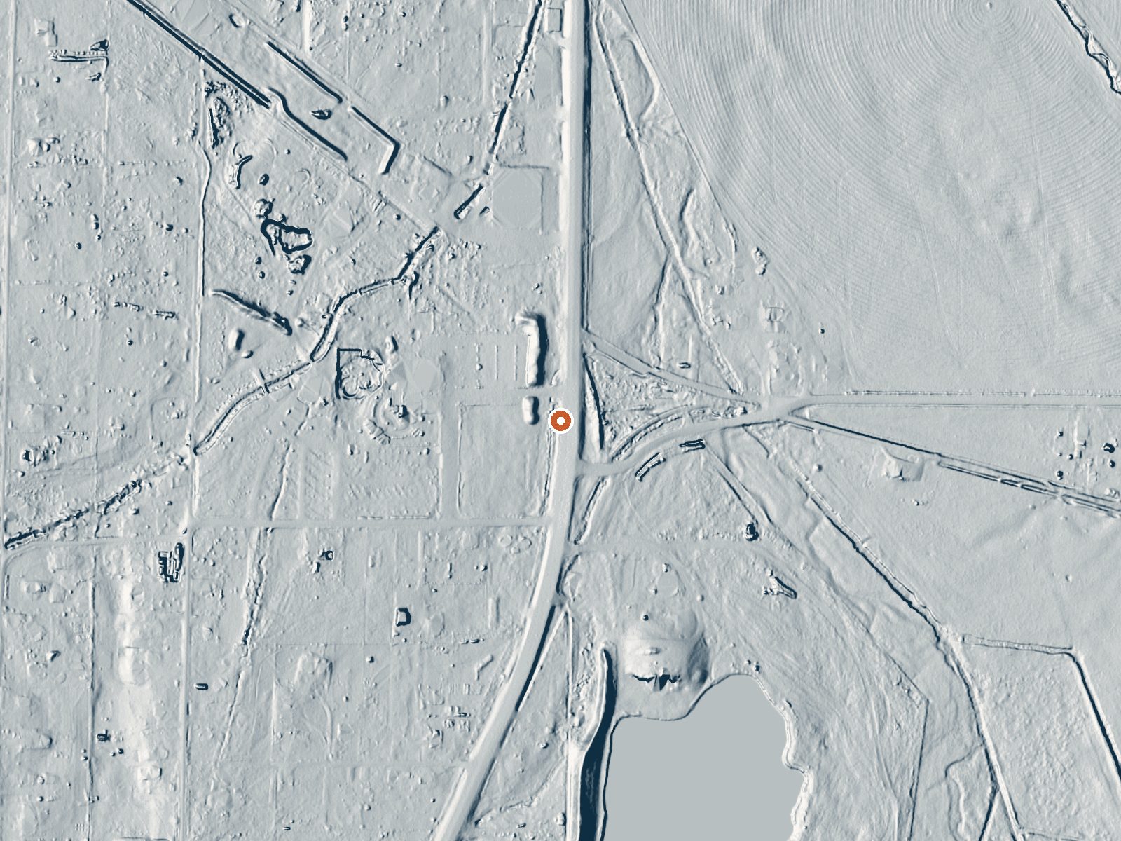 LiDAR bare-earth view of the same ground around Bozeman Hot Springs