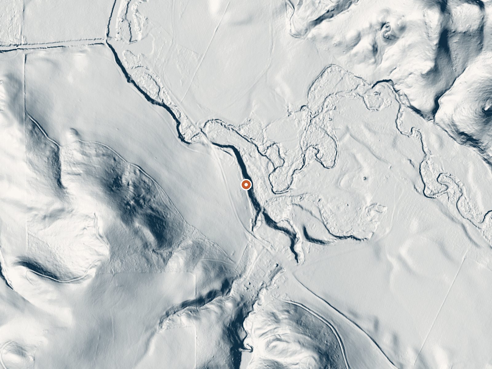 LiDAR bare-earth view of the same ground around Brooks Warm Spring