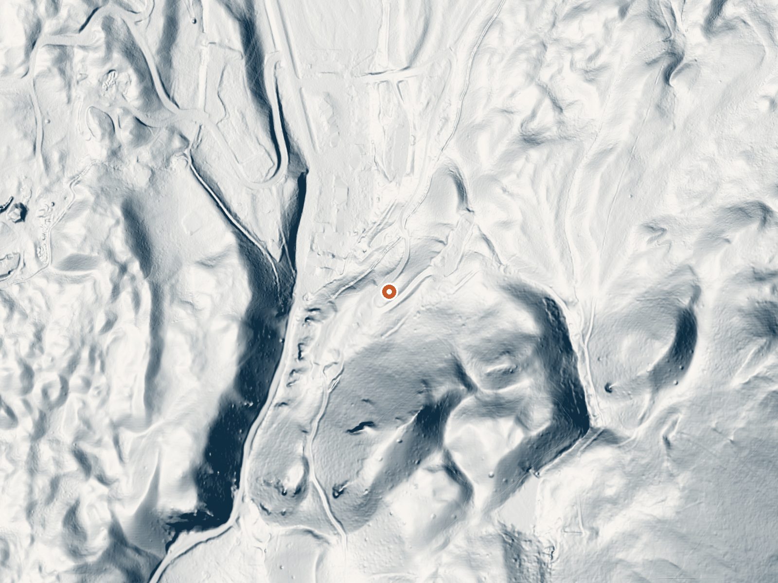 LiDAR bare-earth view of the same ground around Chico Hot Springs
