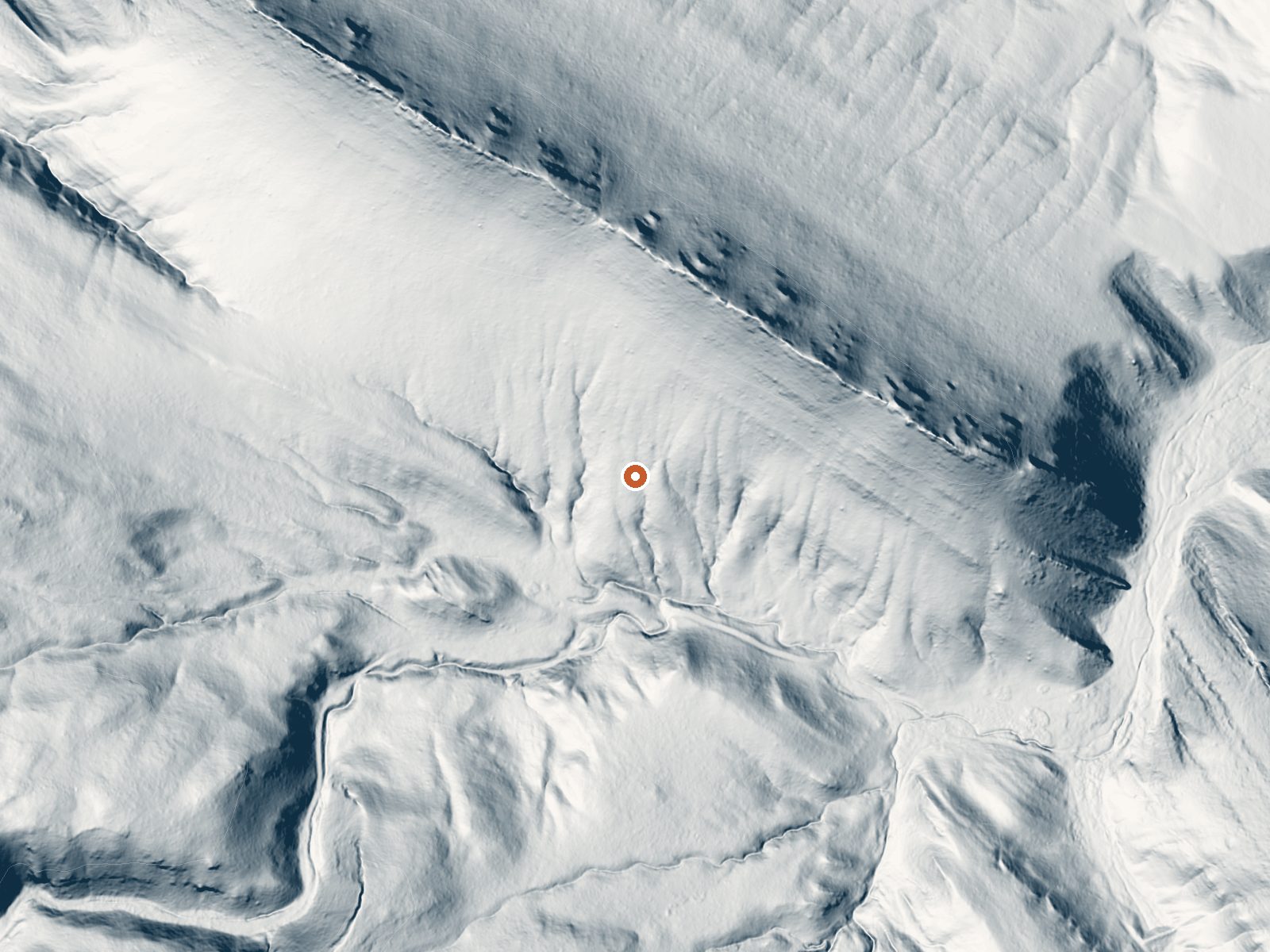 LiDAR bare-earth view of the same ground around Durfee Creek Springs