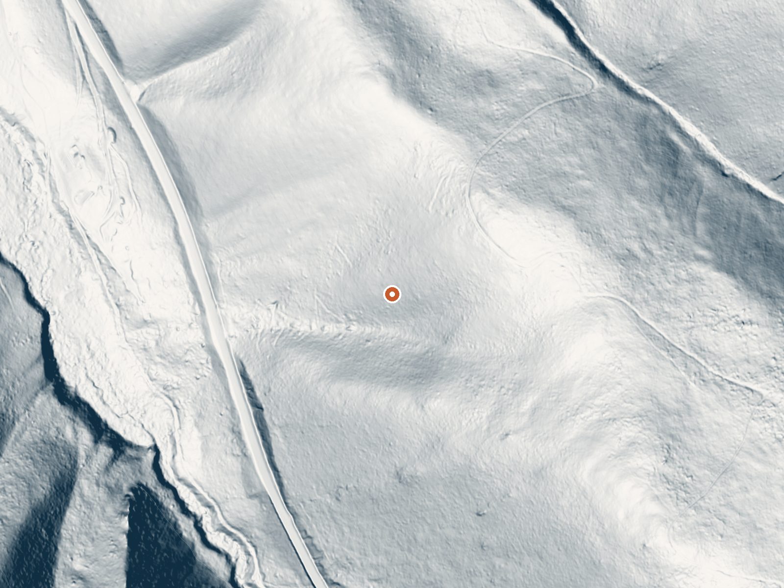 LiDAR bare-earth view of the same ground around Gallogly Spring