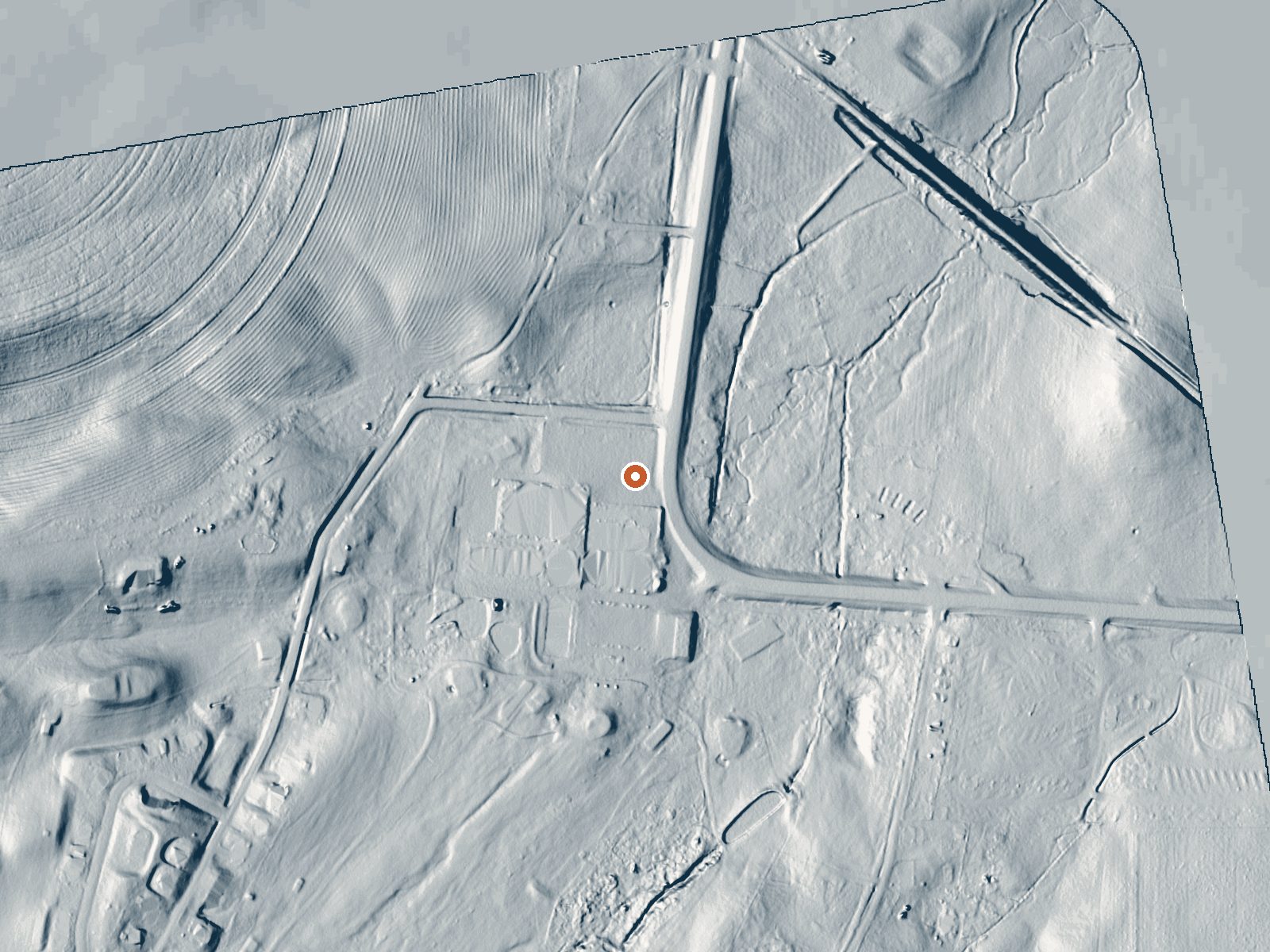 LiDAR bare-earth view of the same ground around Gregson Hot Springs