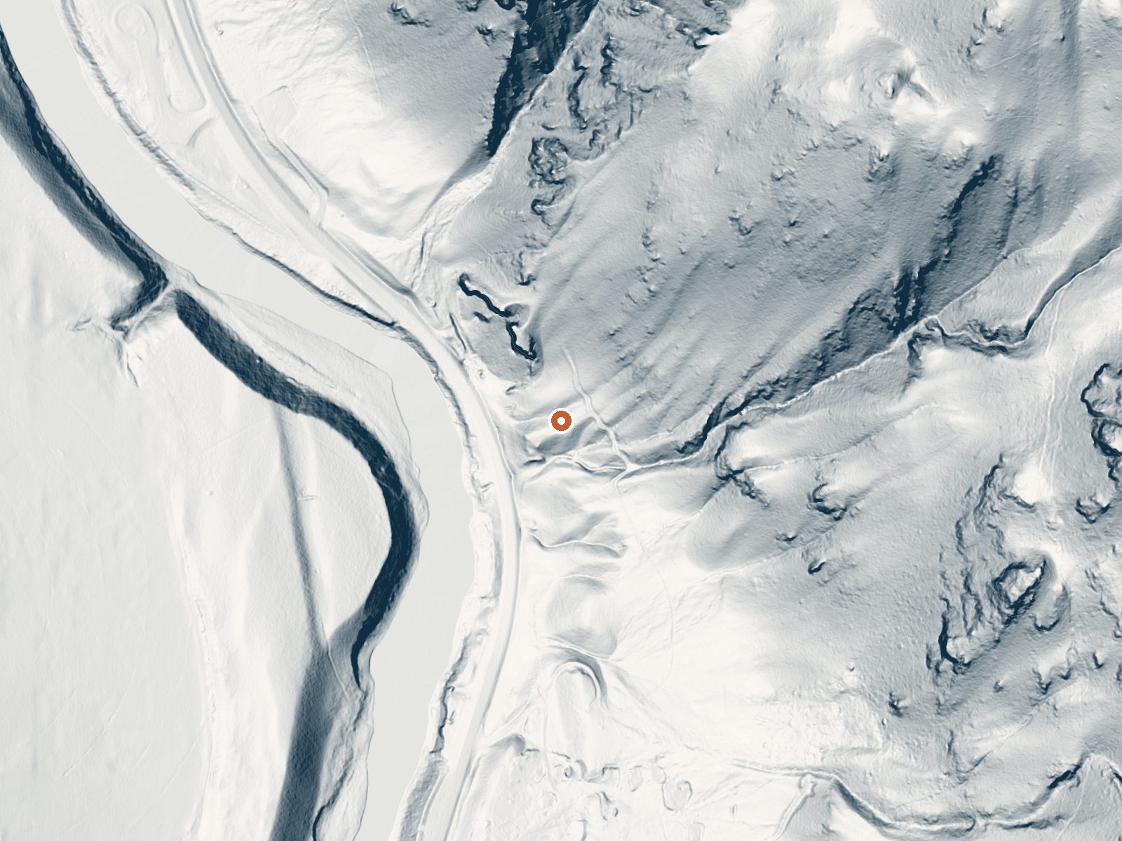 LiDAR bare-earth view of the same ground around Laduke (Corwin) Hot Spring