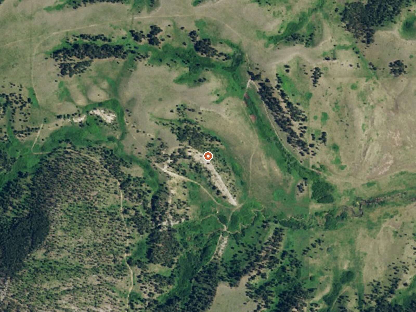Aerial view of the ground around Little Warm Springs