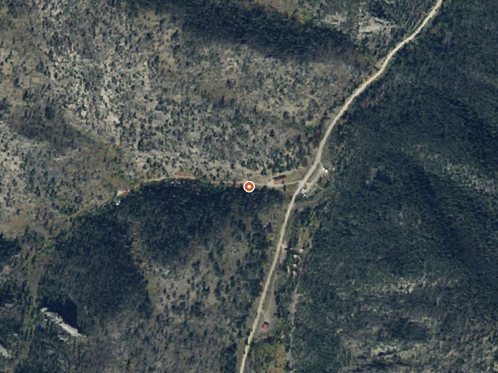 Aerial view of the ground around Potosi Warm Springs