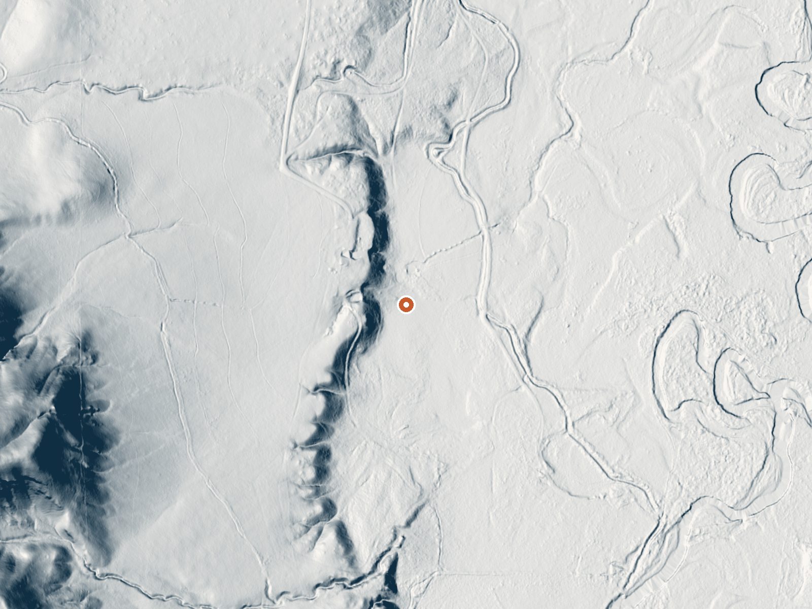 LiDAR bare-earth view of the same ground around Puller Hot Springs