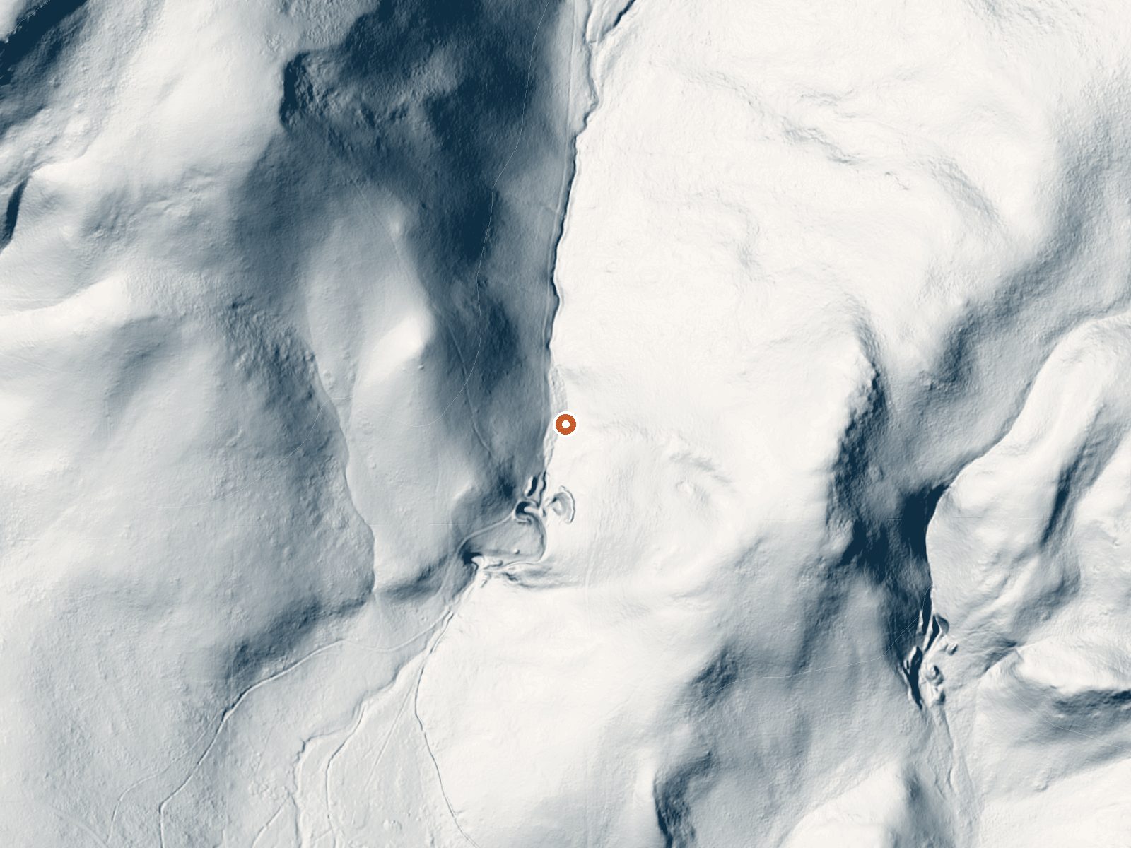 LiDAR bare-earth view of the same ground around Staudenmeyer Springs