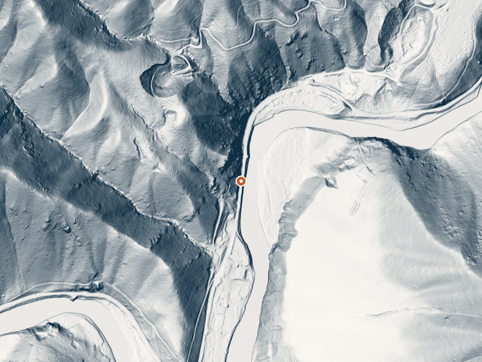 LiDAR bare-earth view of the same ground around Twin Springs