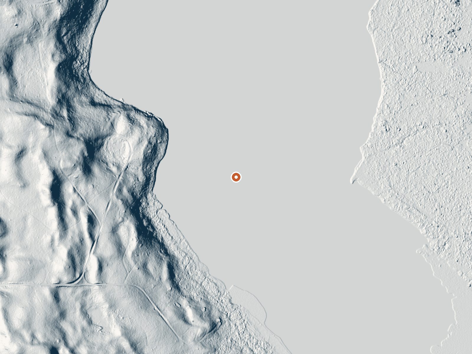 LiDAR bare-earth view of the same ground around Warm Lake Springs
