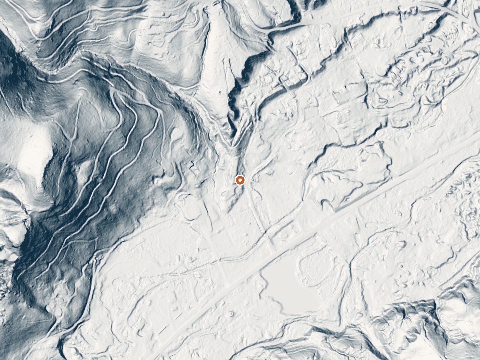 LiDAR bare-earth view of the same ground around Warm Springs