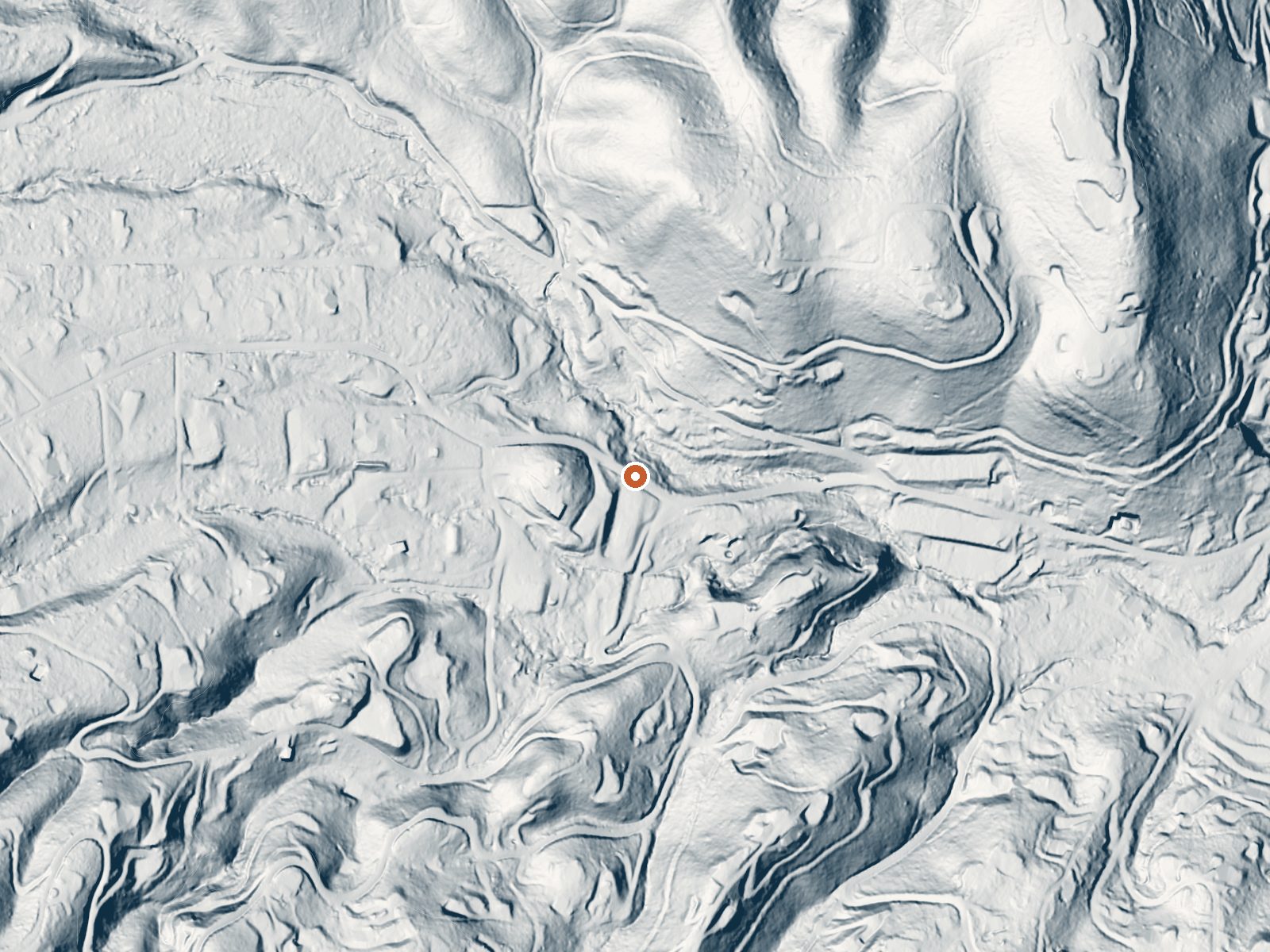 LiDAR bare-earth view of the same ground around Warm Springs Creek Hot Springs