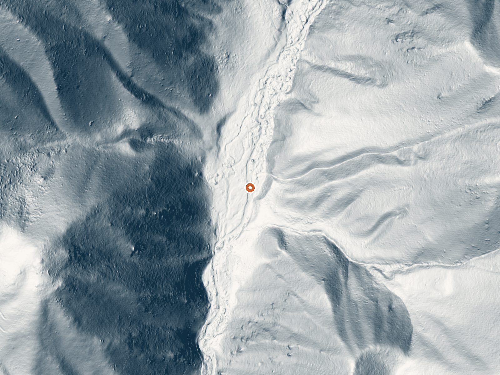 LiDAR bare-earth view of the same ground around Willow Creek Hot Spring