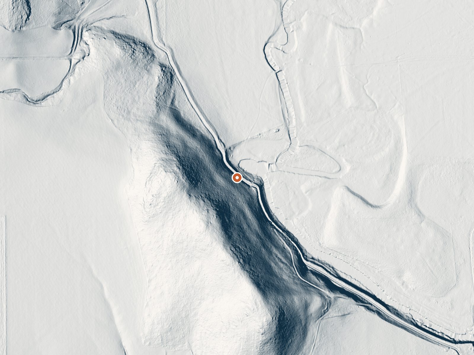 LiDAR bare-earth view of the same ground around Woodruff Hot Spring