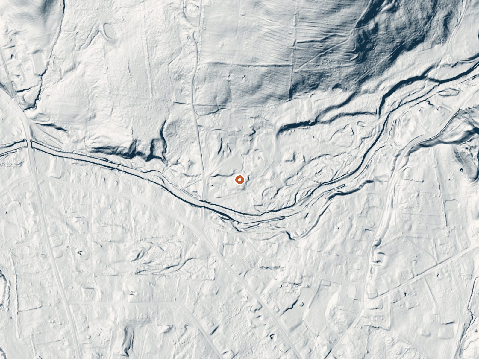 LiDAR bare-earth view of the same ground around Sand Spring