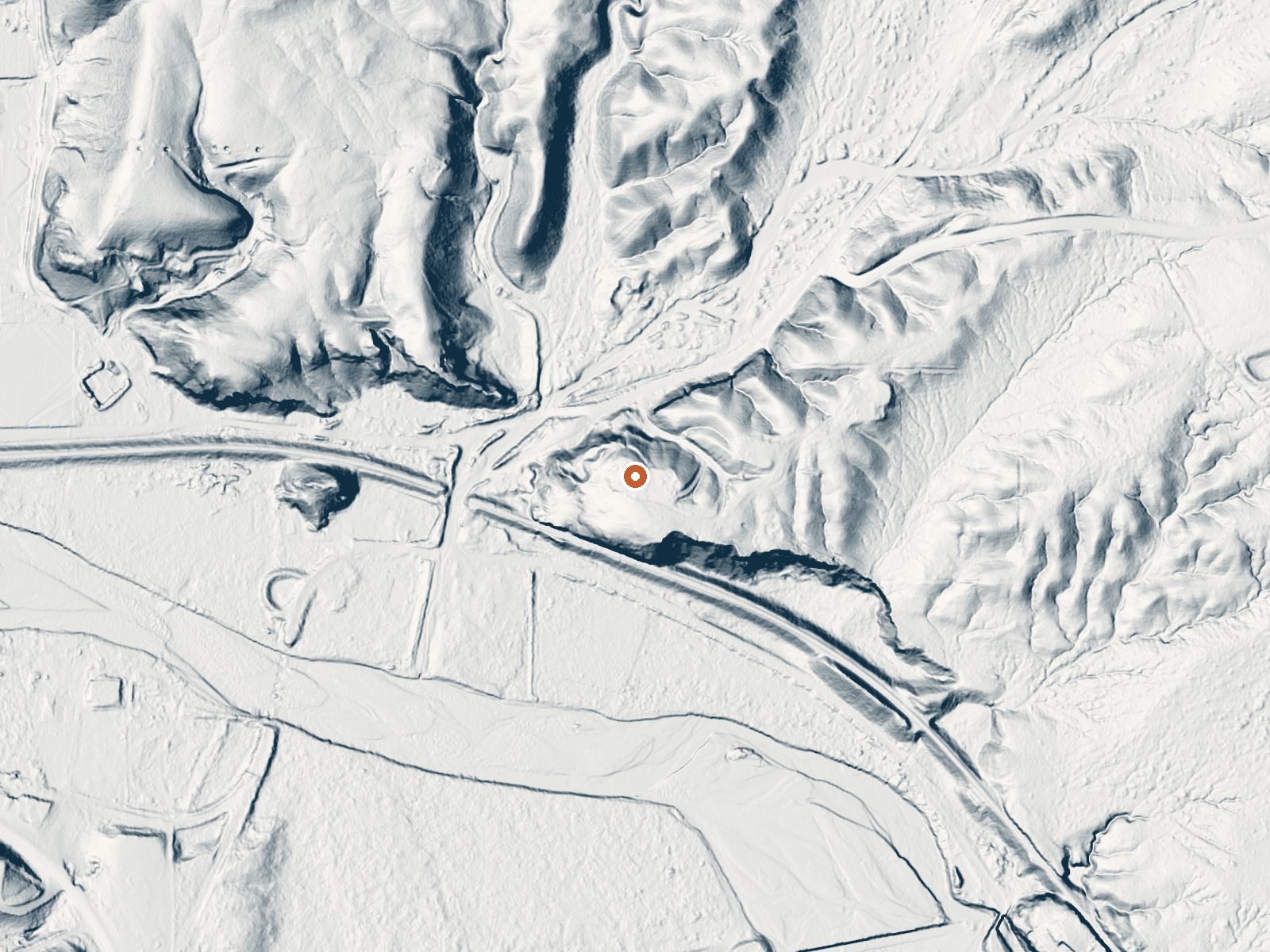 LiDAR bare-earth view of the same ground around Radium Springs
