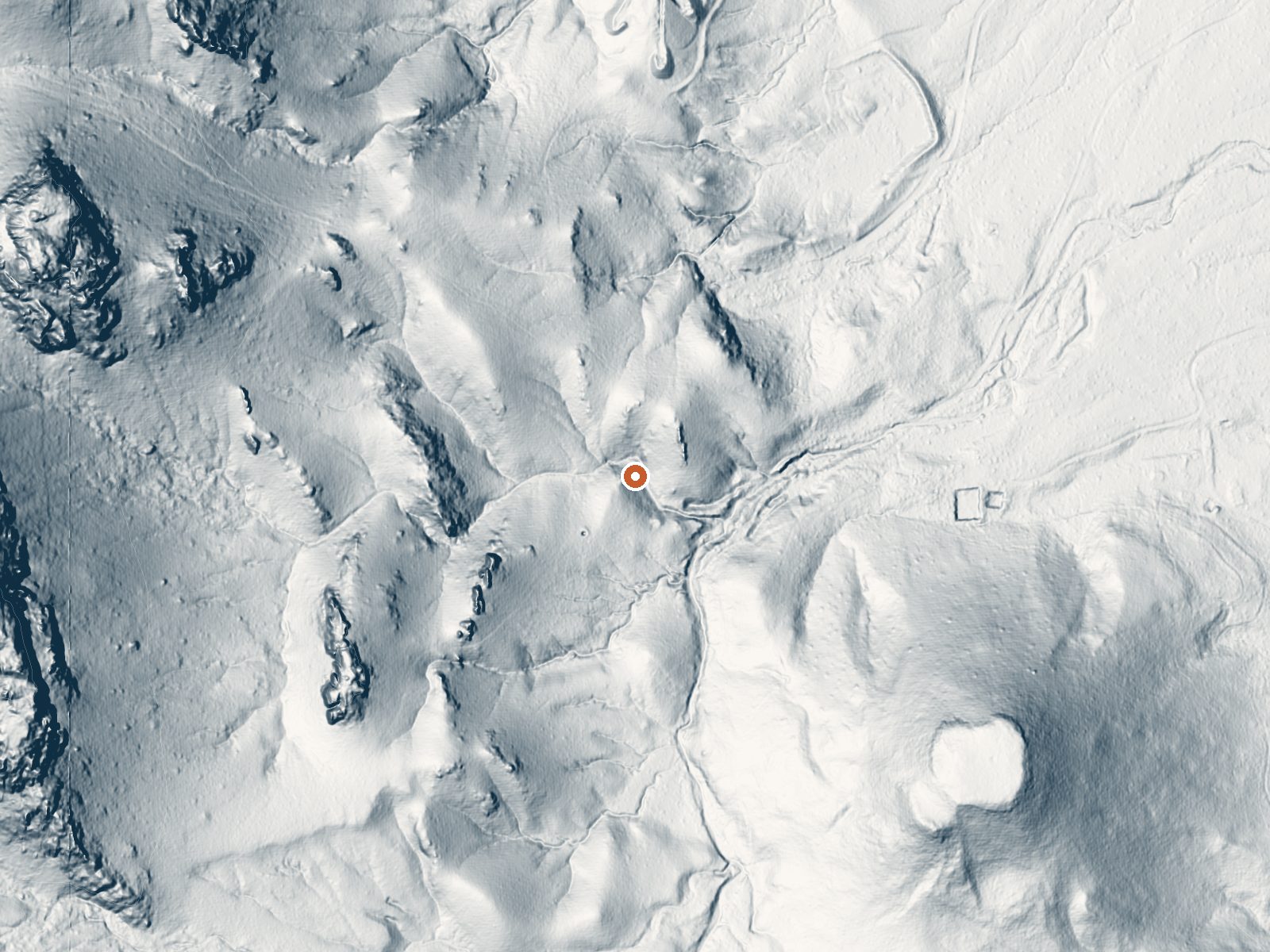 LiDAR bare-earth view of the same ground around Socorro Spring, Sedillo Spring