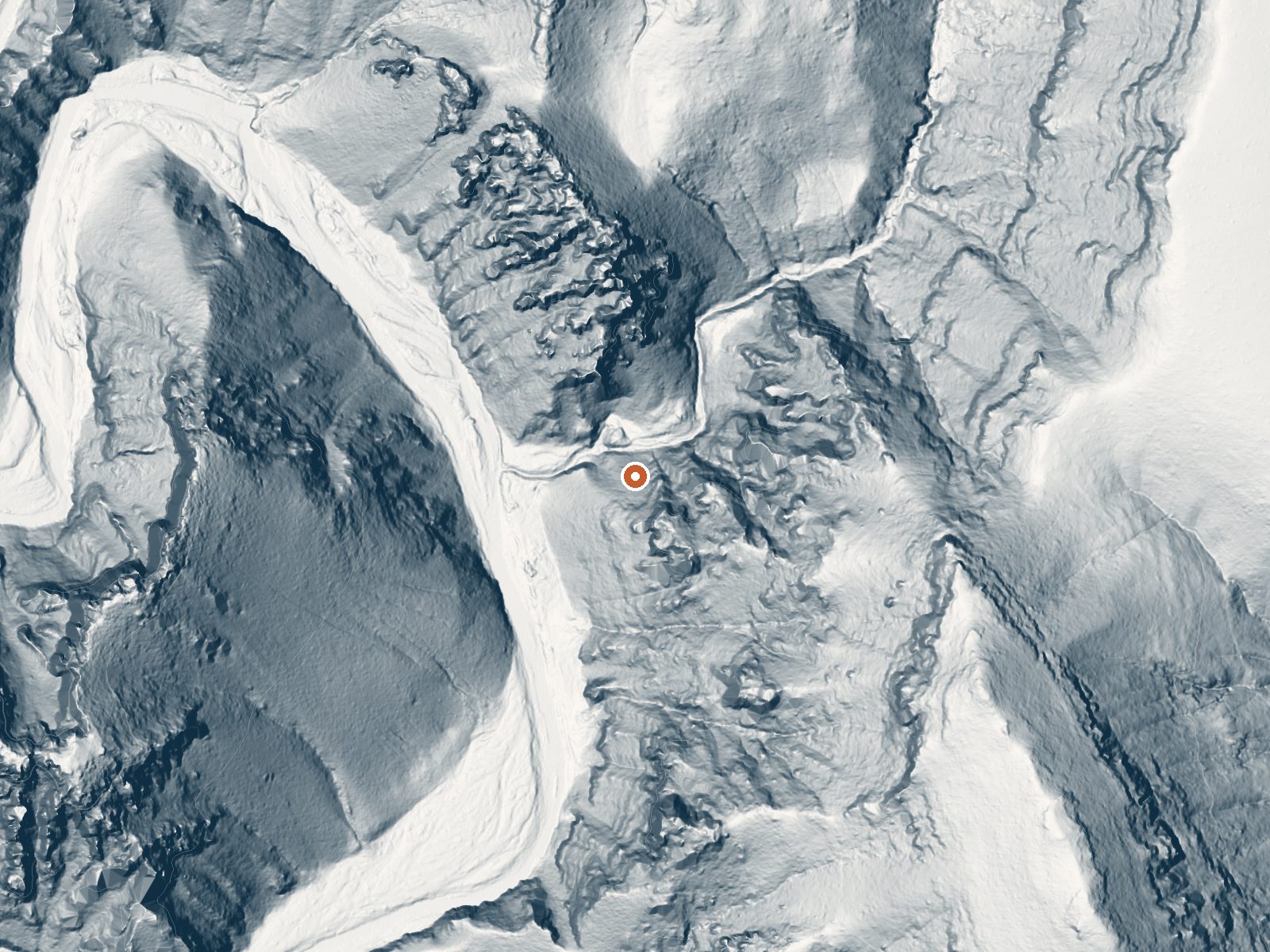 LiDAR bare-earth view of the same ground around Spring