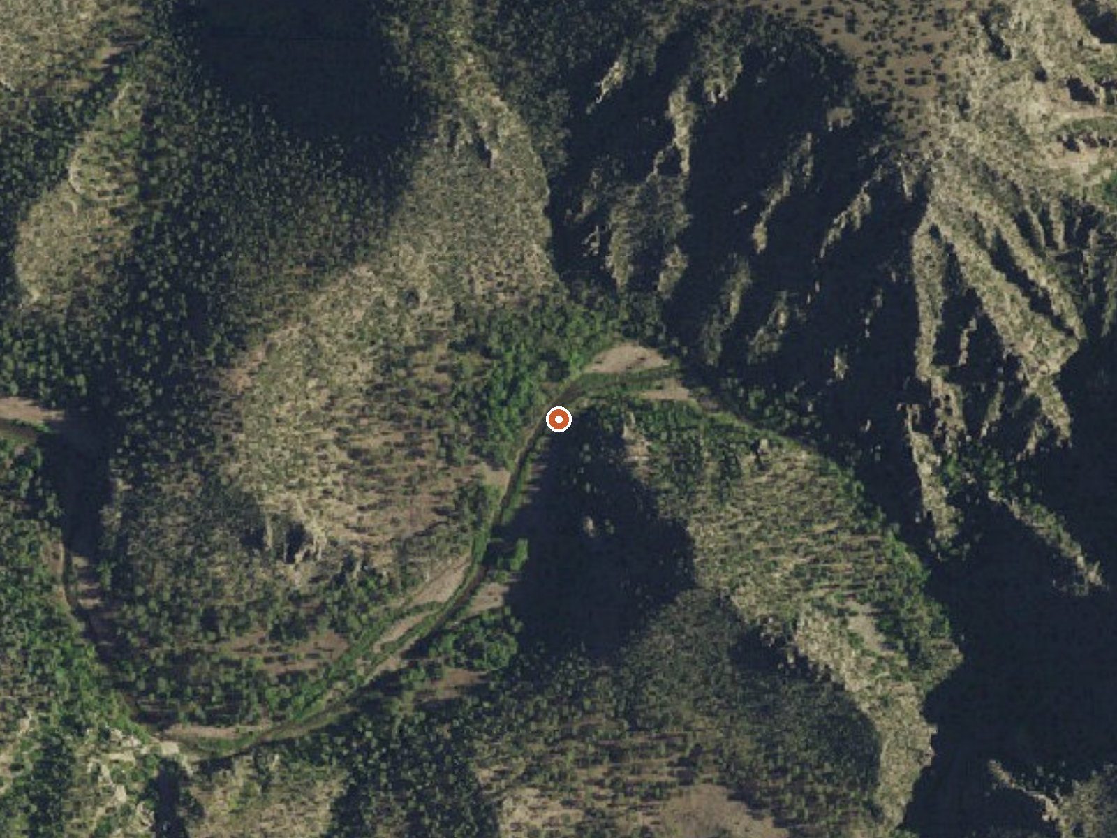 Aerial view of the ground around The Meadows Warm Spring
