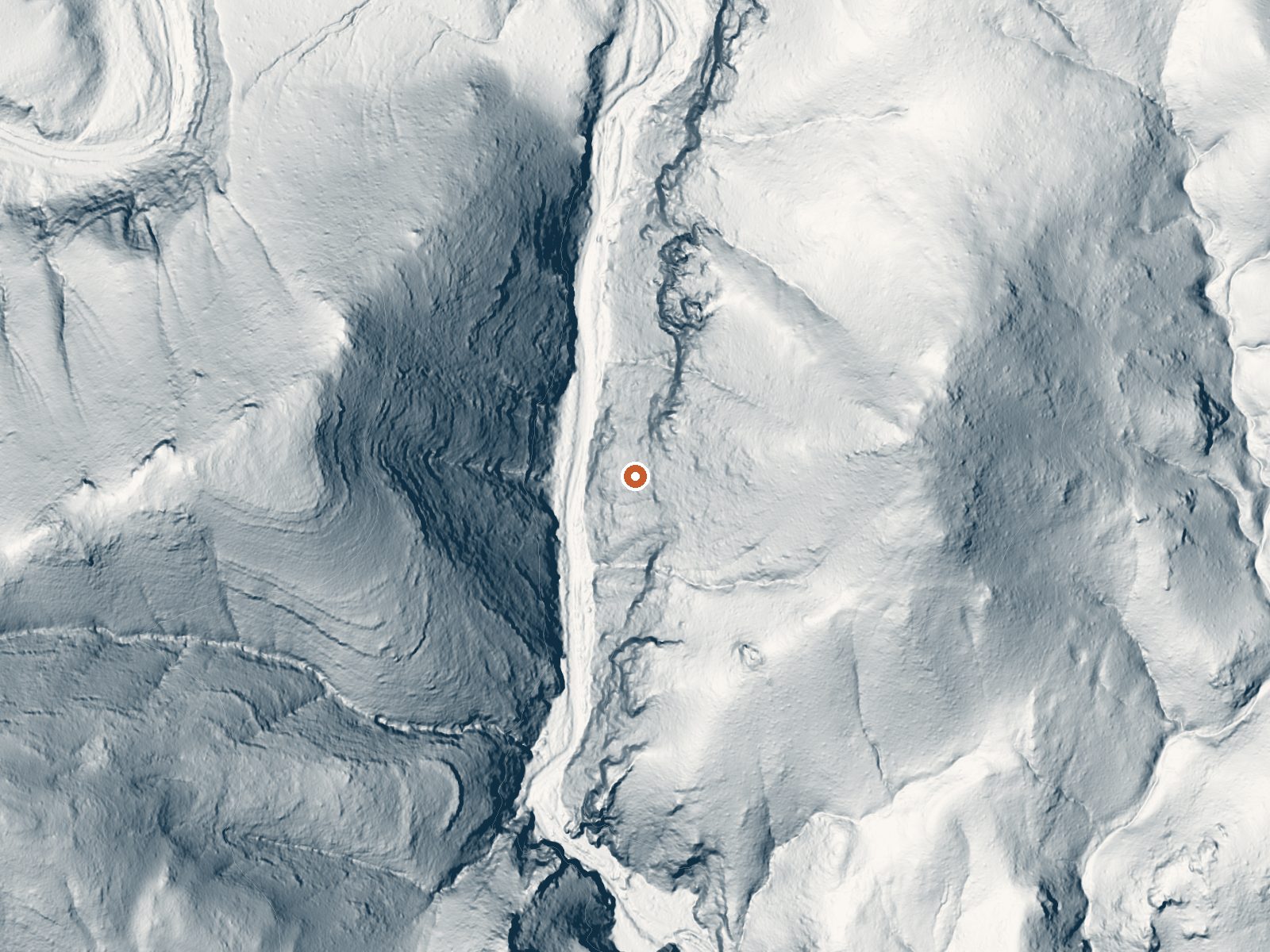 LiDAR bare-earth view of the same ground around Warm Springs