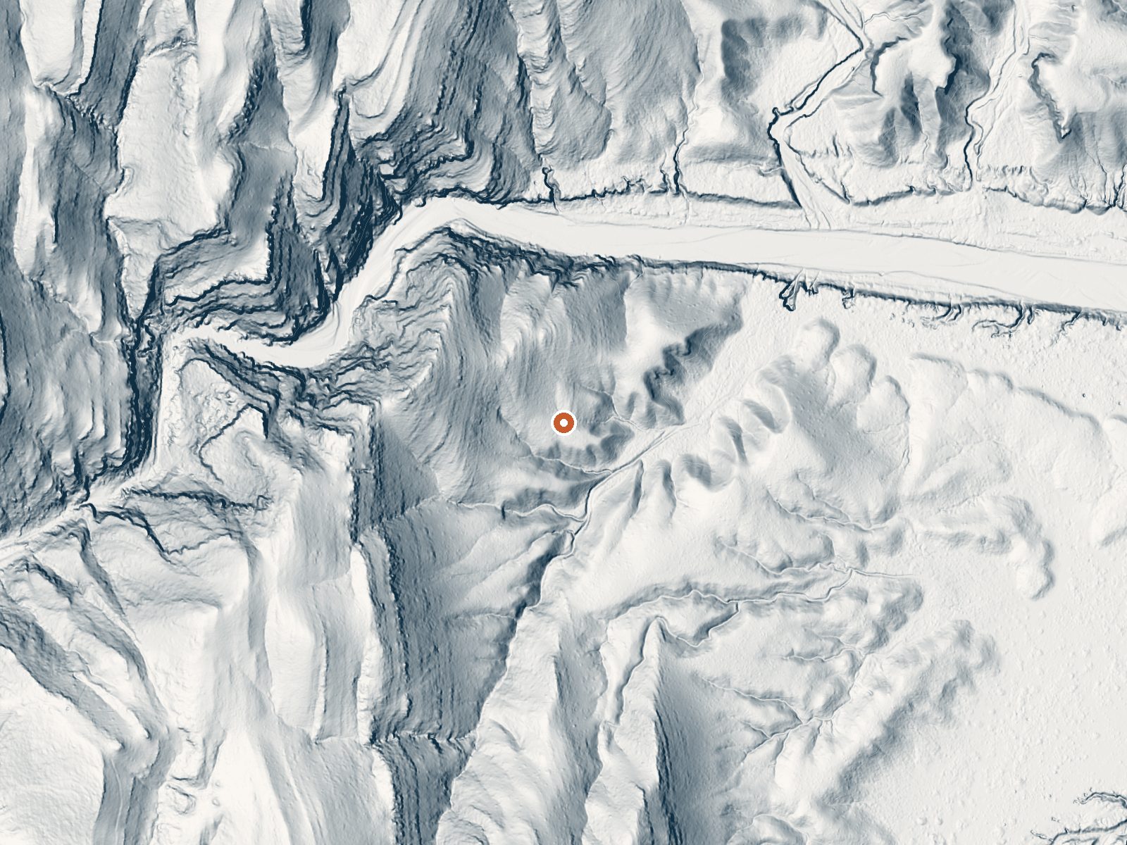 LiDAR bare-earth view of the same ground around the spring