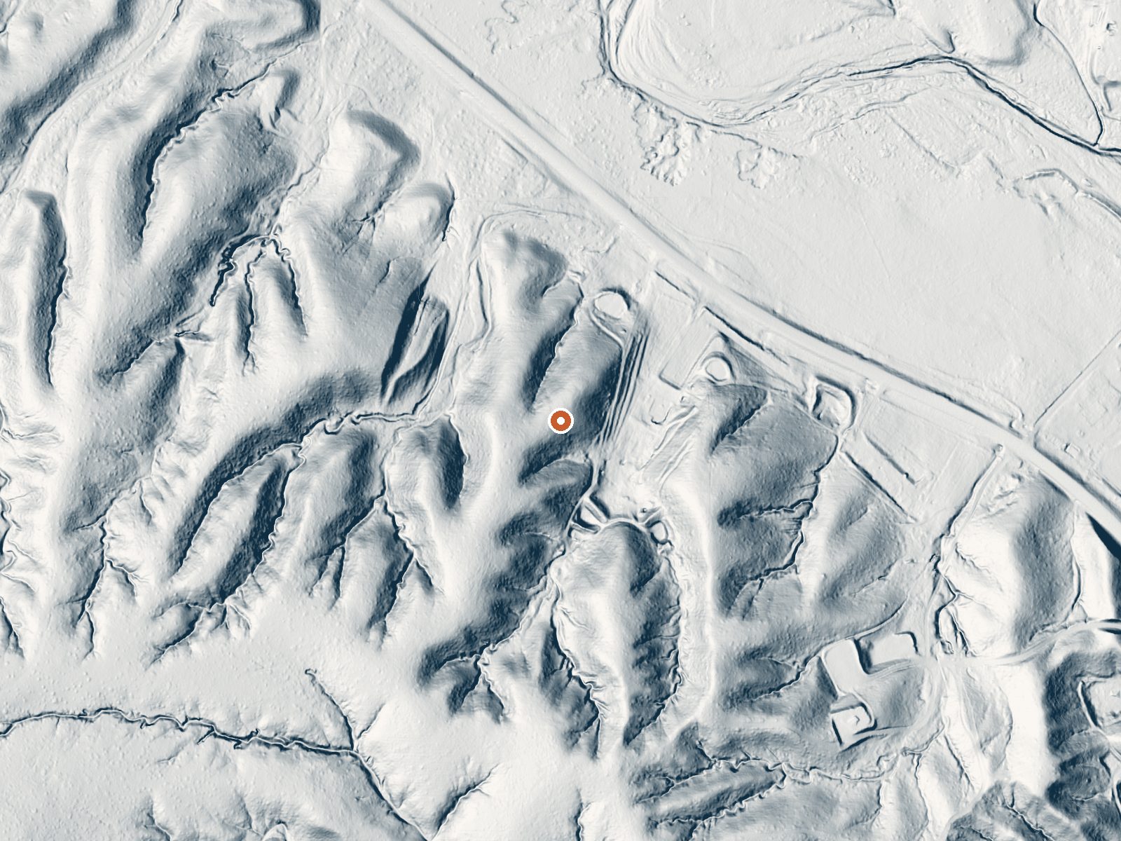 LiDAR bare-earth view of the same ground around the spring