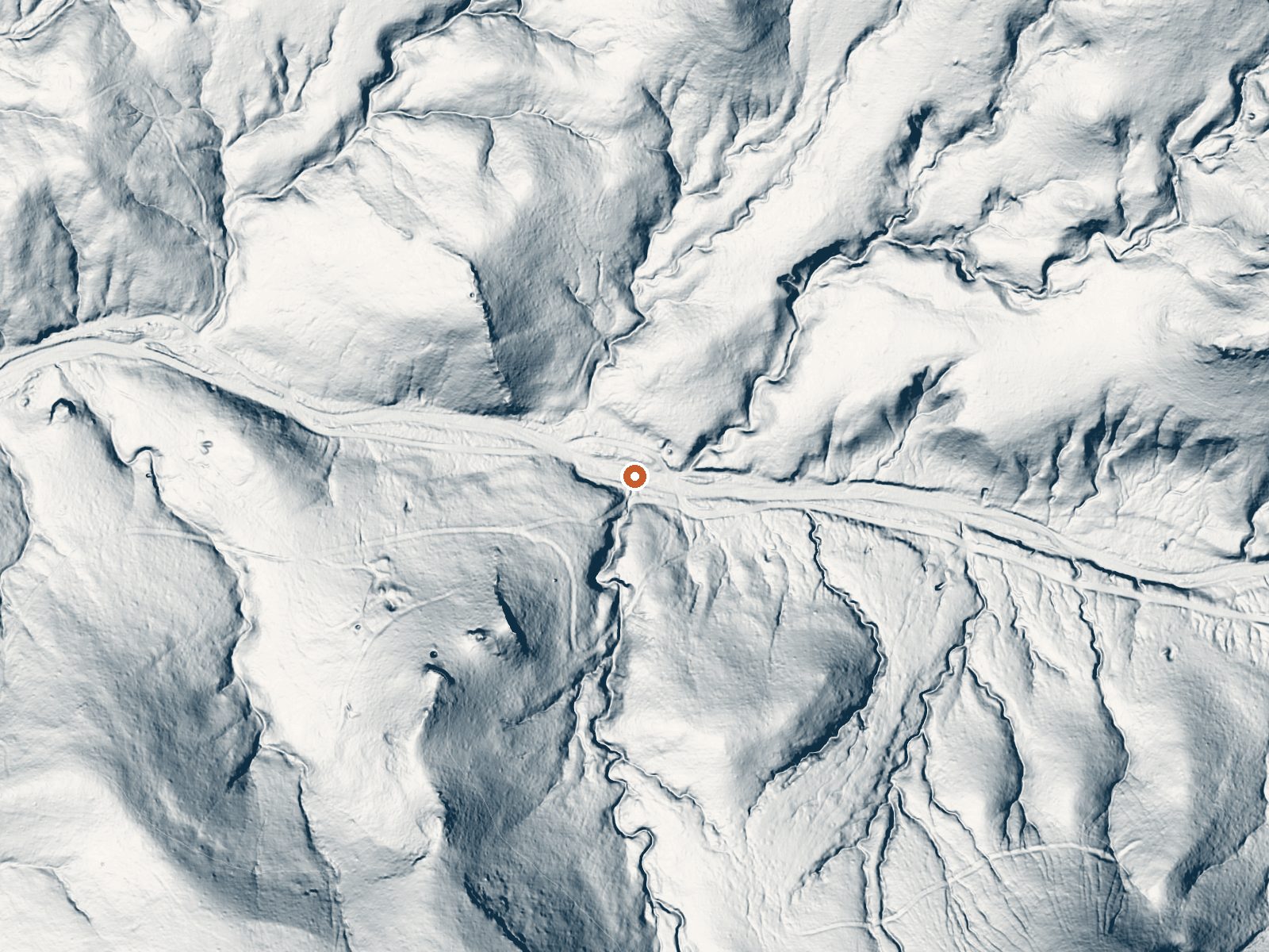 LiDAR bare-earth view of the same ground around the spring