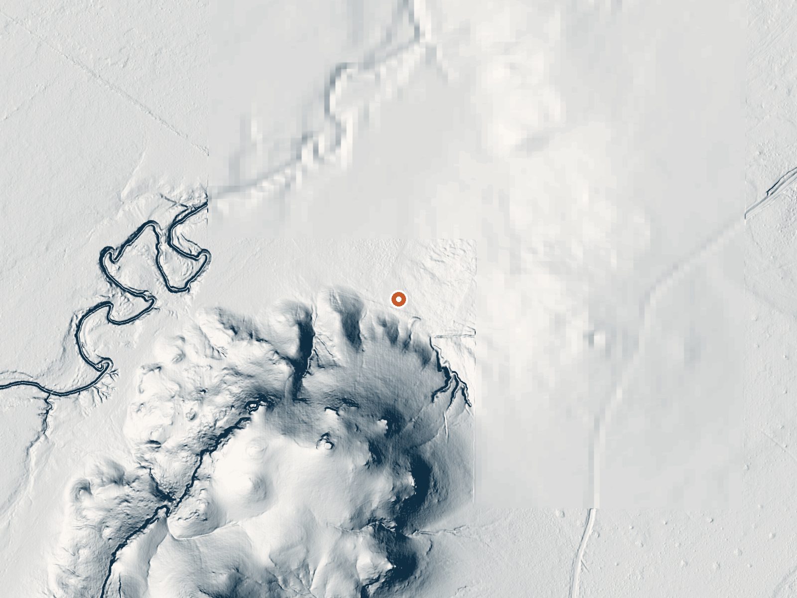LiDAR bare-earth view of the same ground around the spring