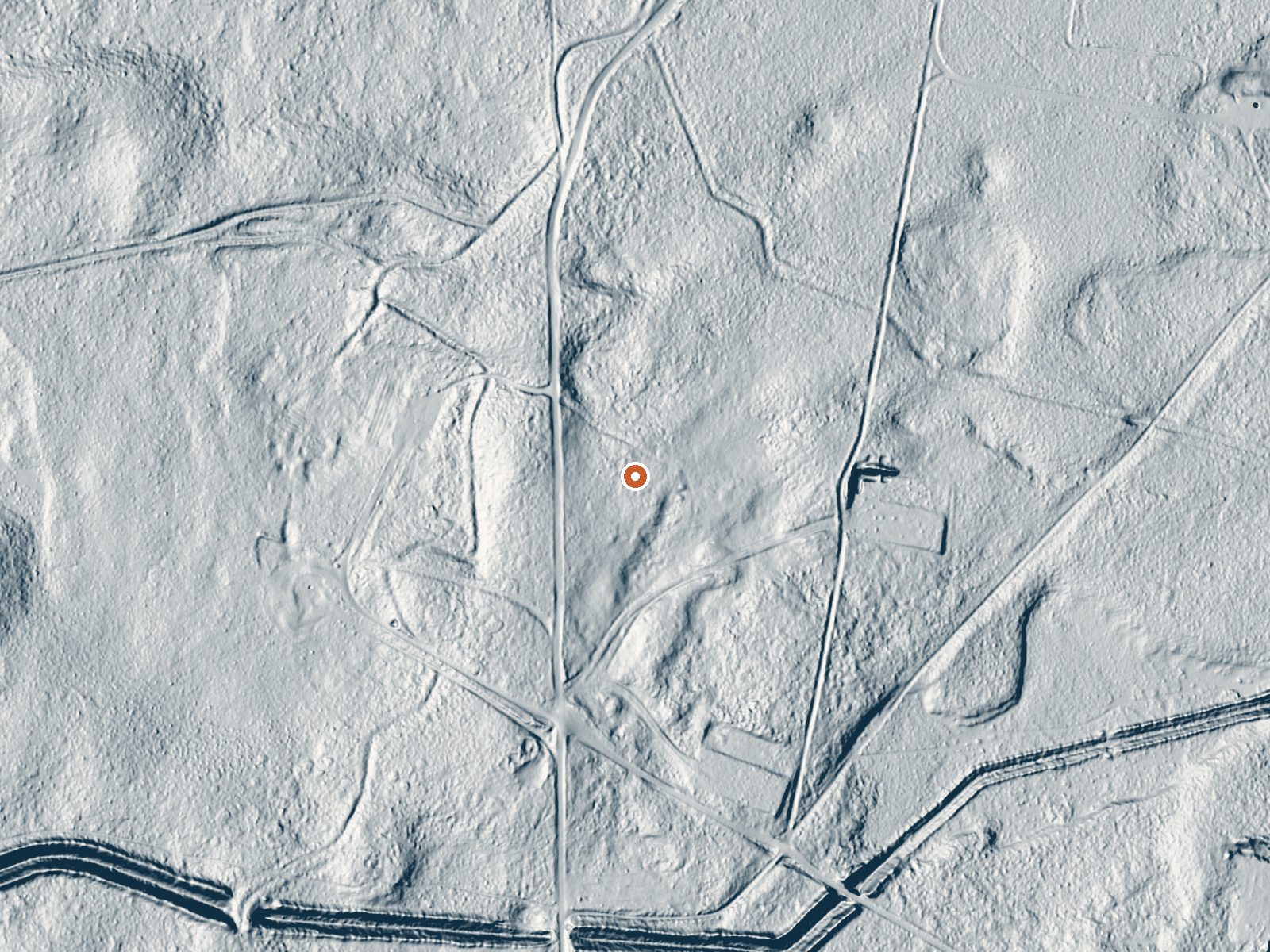 LiDAR bare-earth view of the same ground around (Soda Lake Area)