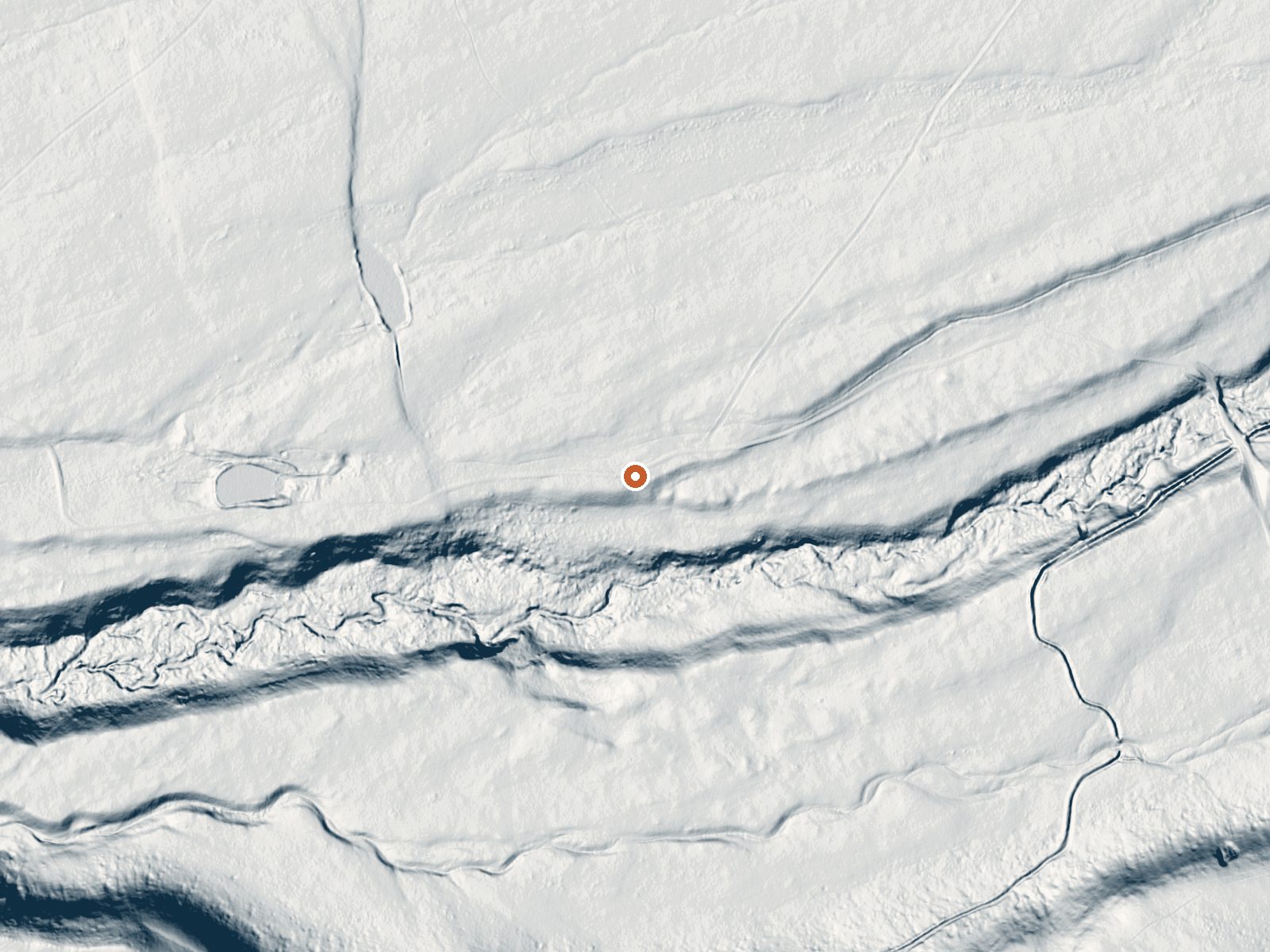 LiDAR bare-earth view of the same ground around Wolf Creek Hot Springs