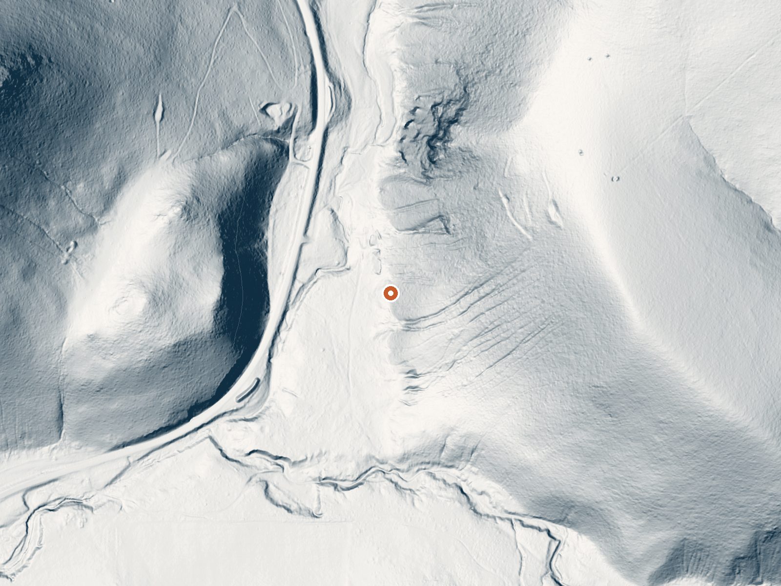 LiDAR bare-earth view of the same ground around Aragon Springs