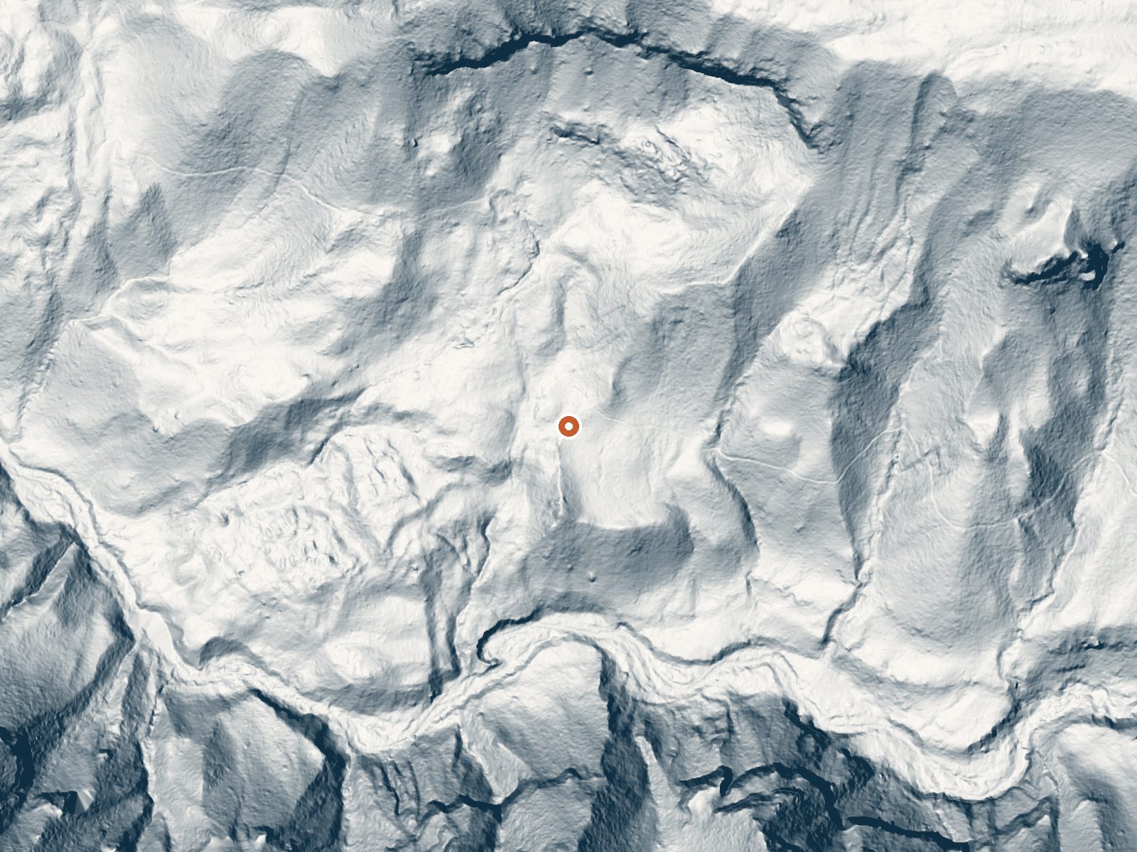 LiDAR bare-earth view of the same ground around Mccauley Hot Springs