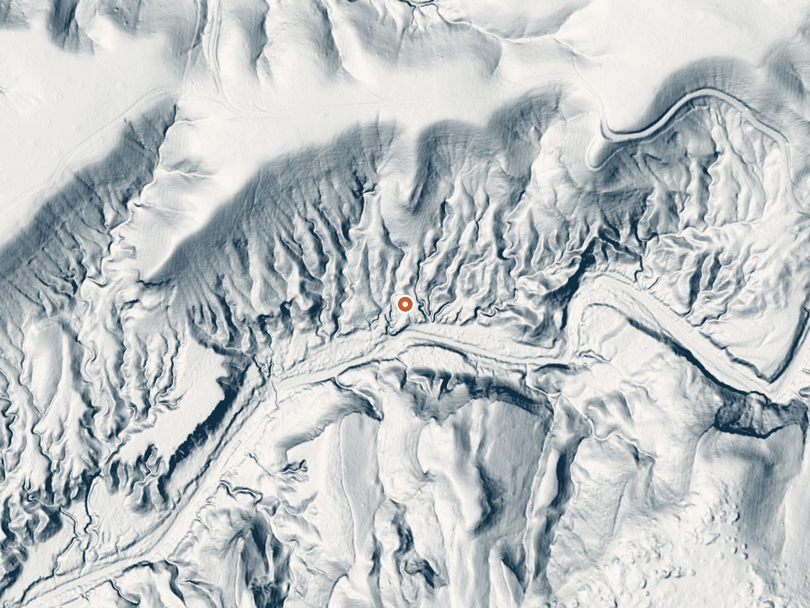 LiDAR bare-earth view of the same ground around Ojo De Las Canas