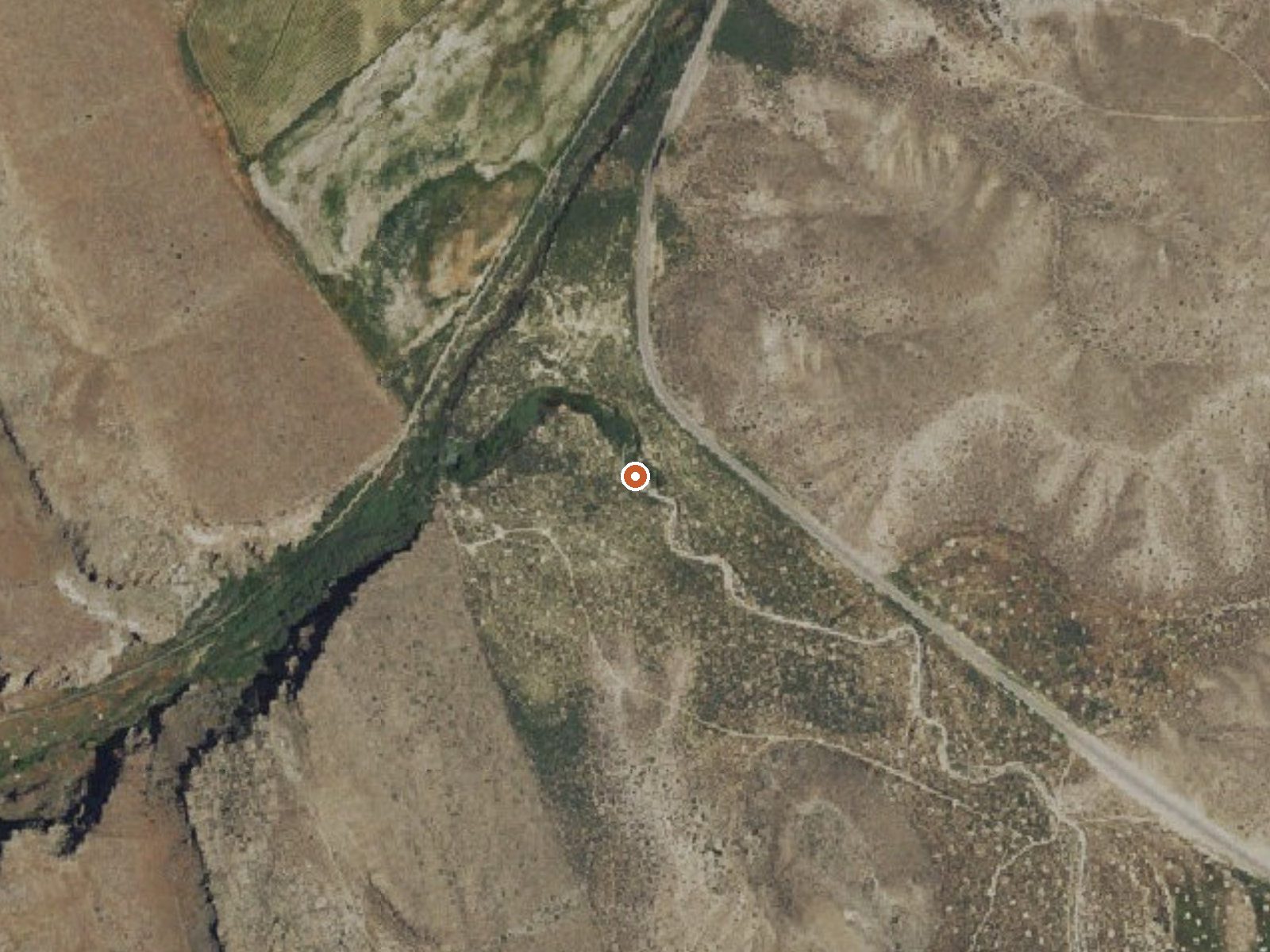 Aerial view of the ground around Delmues Springs