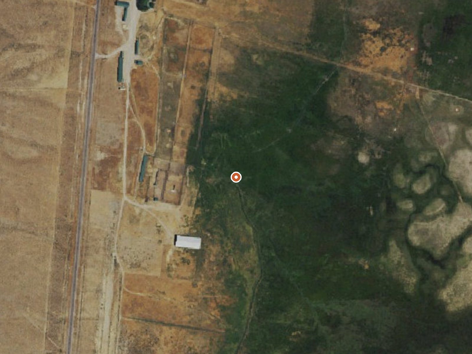 Aerial view of the ground around Geyser Ranch Springs