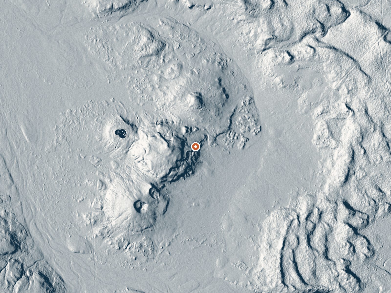 LiDAR bare-earth view of the same ground around Hot Pot (Blossom Hot Springs)