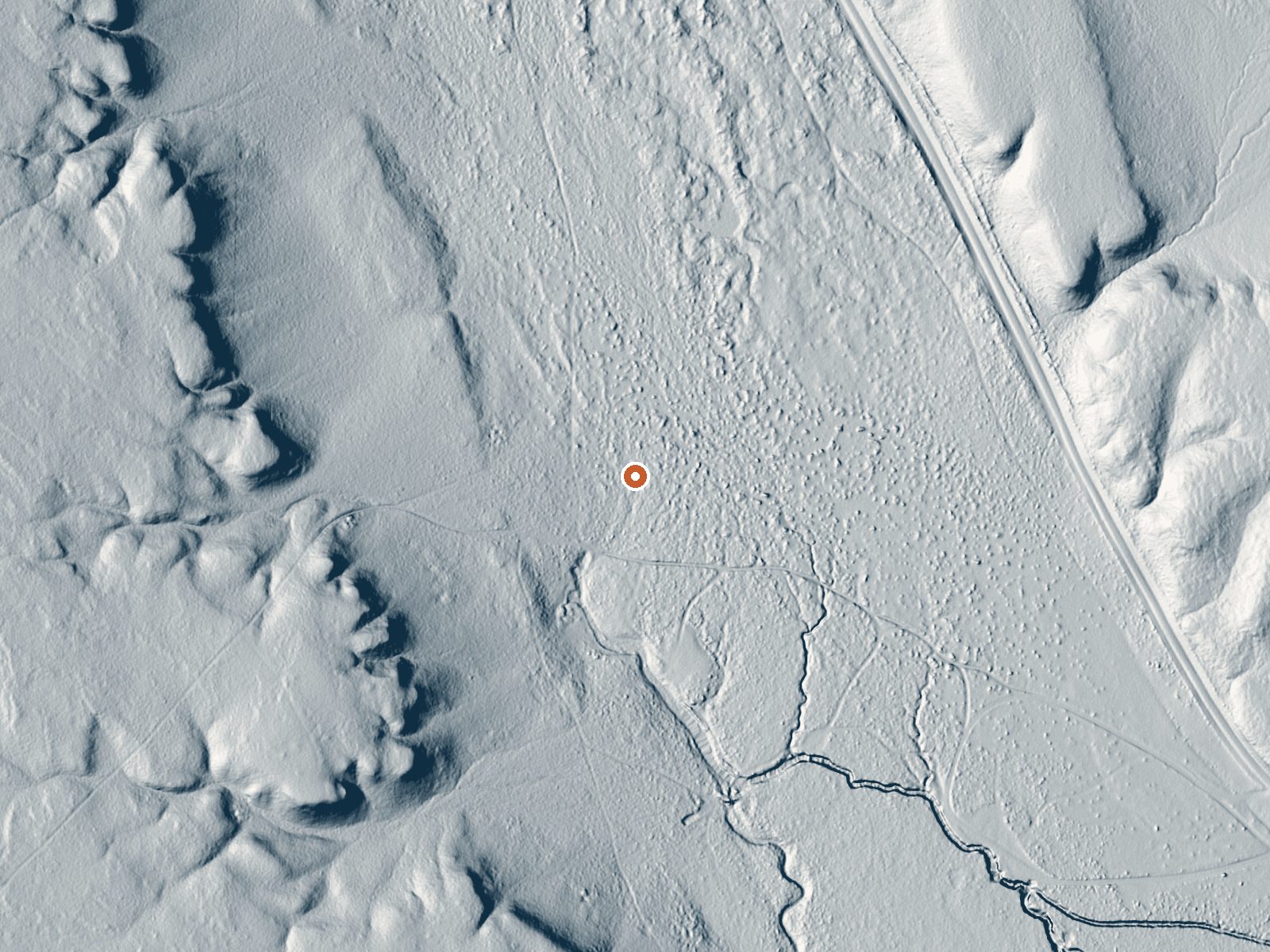 LiDAR bare-earth view of the same ground around Bog Hot Springs