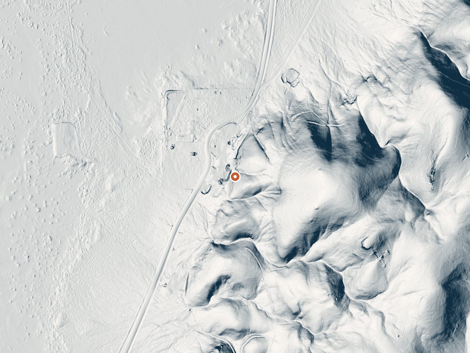 LiDAR bare-earth view of the same ground around Crescent Valley Hot Springs