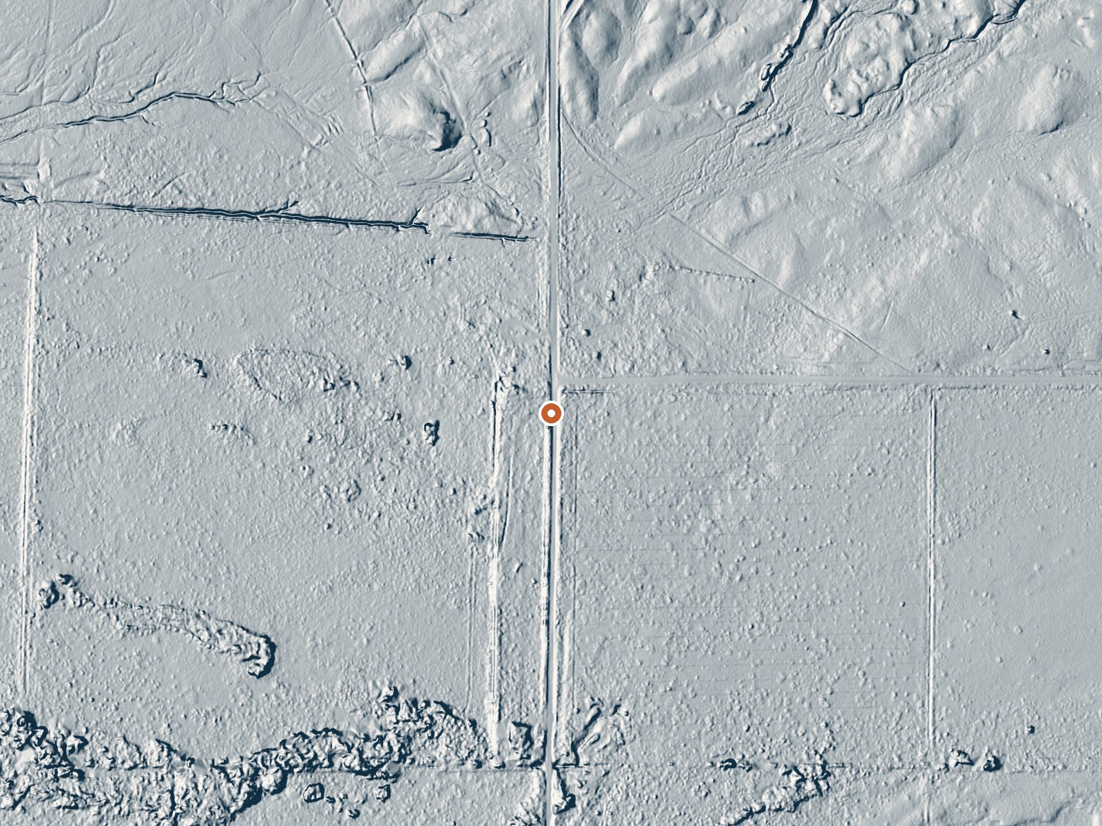 LiDAR bare-earth view of the same ground around Davis Ranch Springs