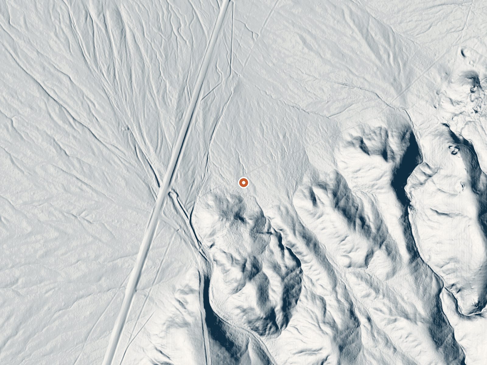 LiDAR bare-earth view of the same ground around Mound Springs