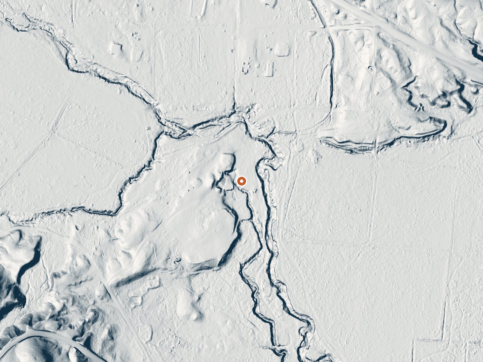 LiDAR bare-earth view of the same ground around Muddy Spring