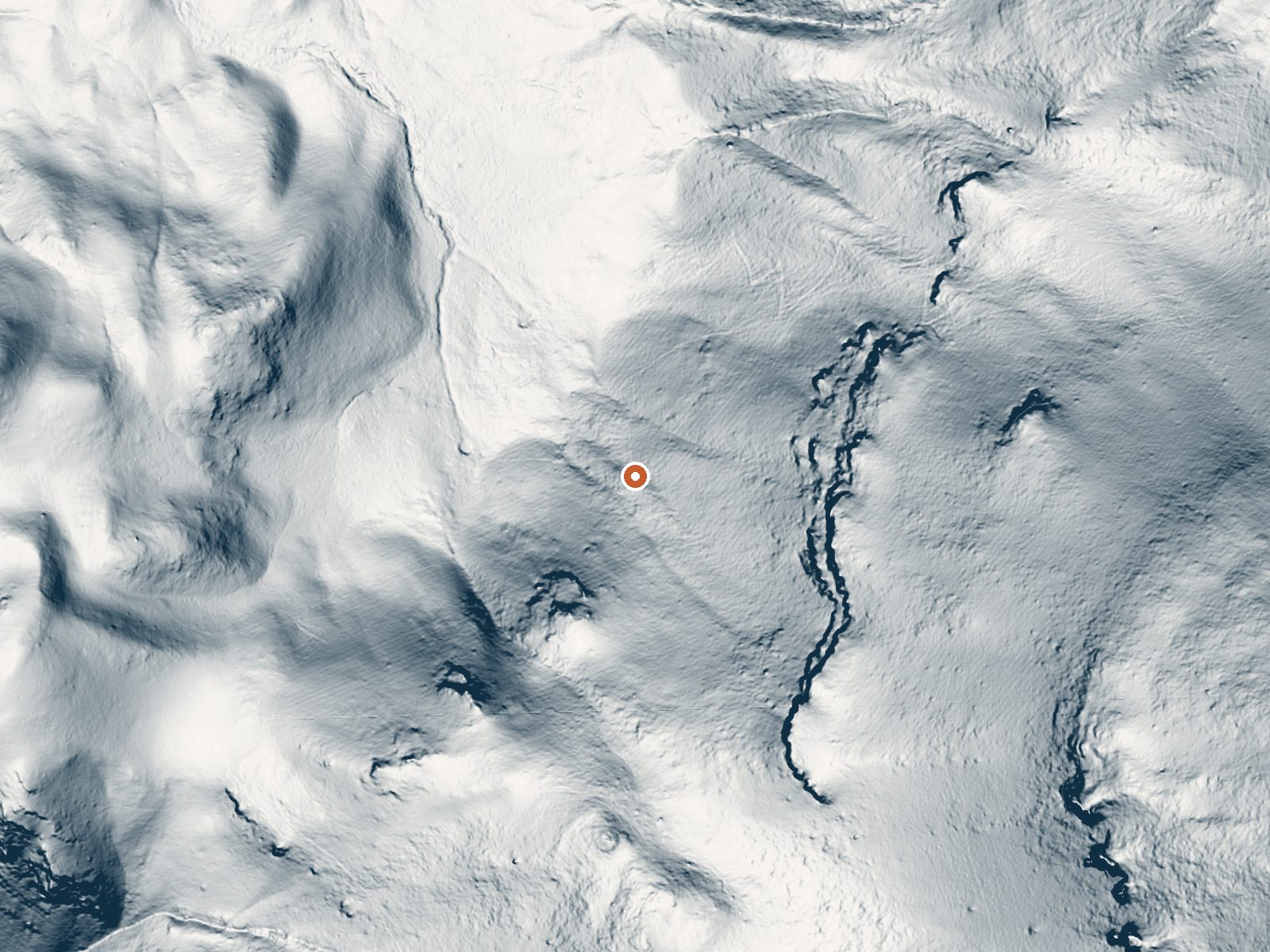 LiDAR bare-earth view of the same ground around Mustang Springs