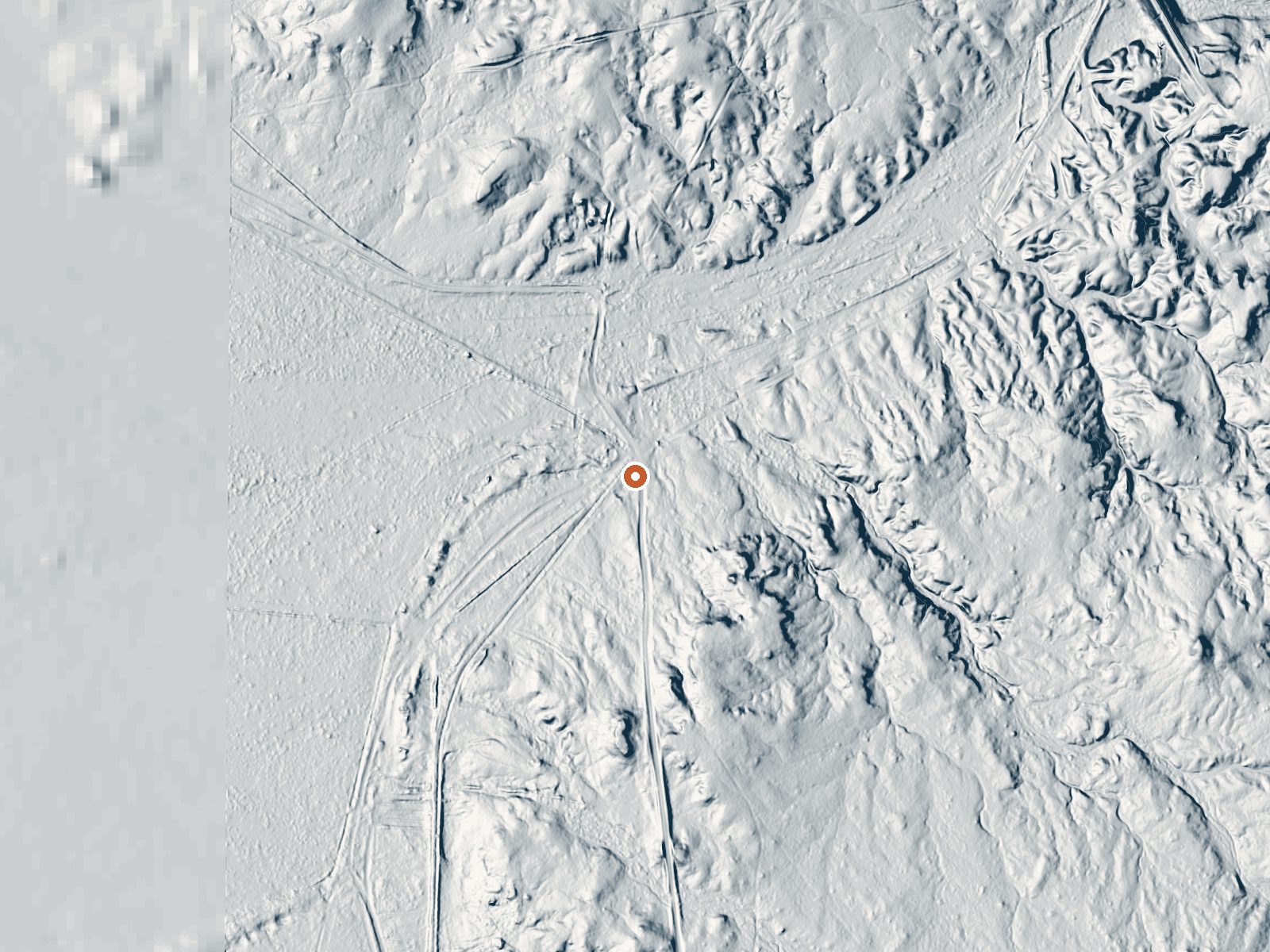LiDAR bare-earth view of the same ground around Rogers Spring