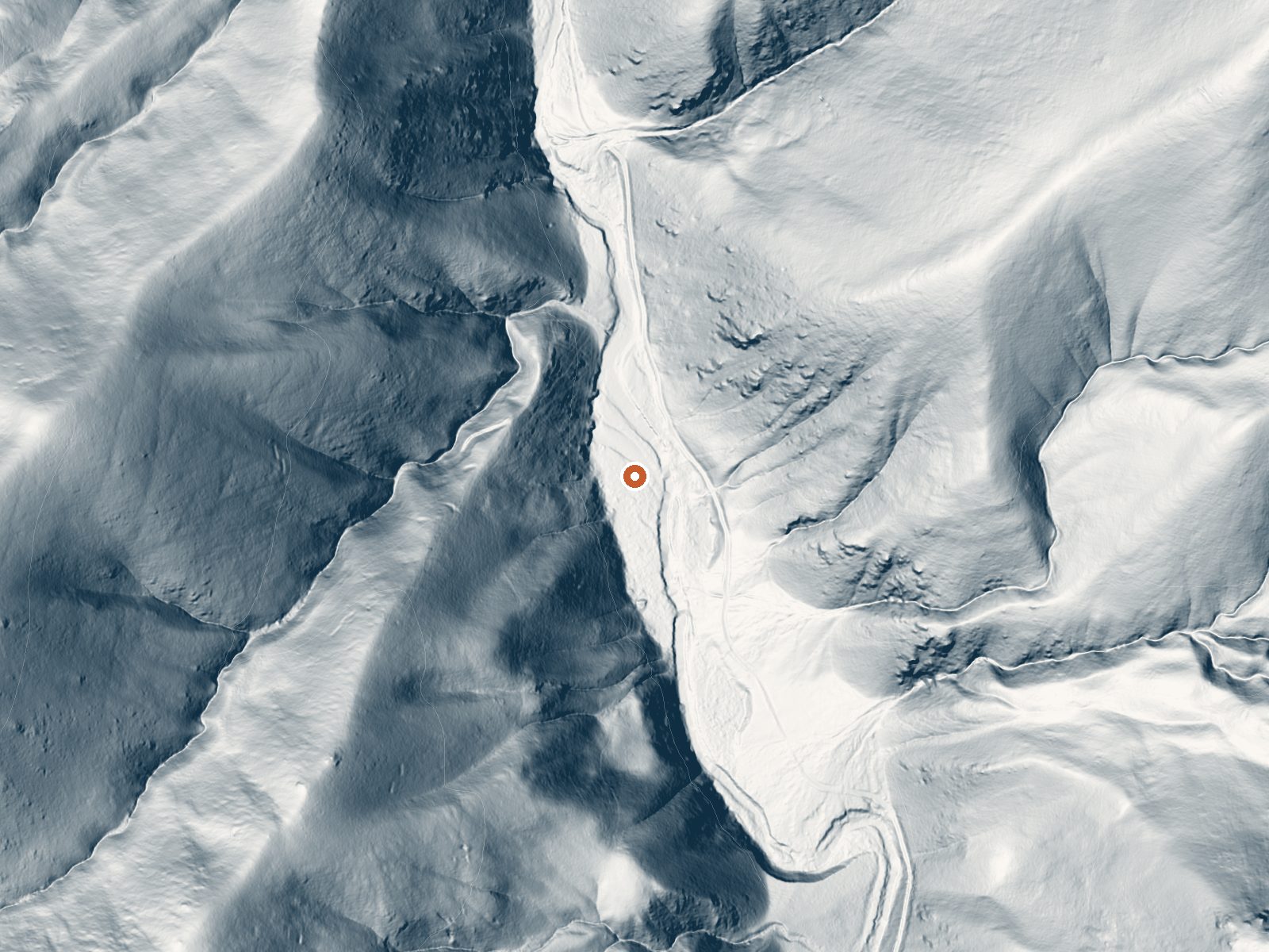 LiDAR bare-earth view of the same ground around Rowland Hot Springs