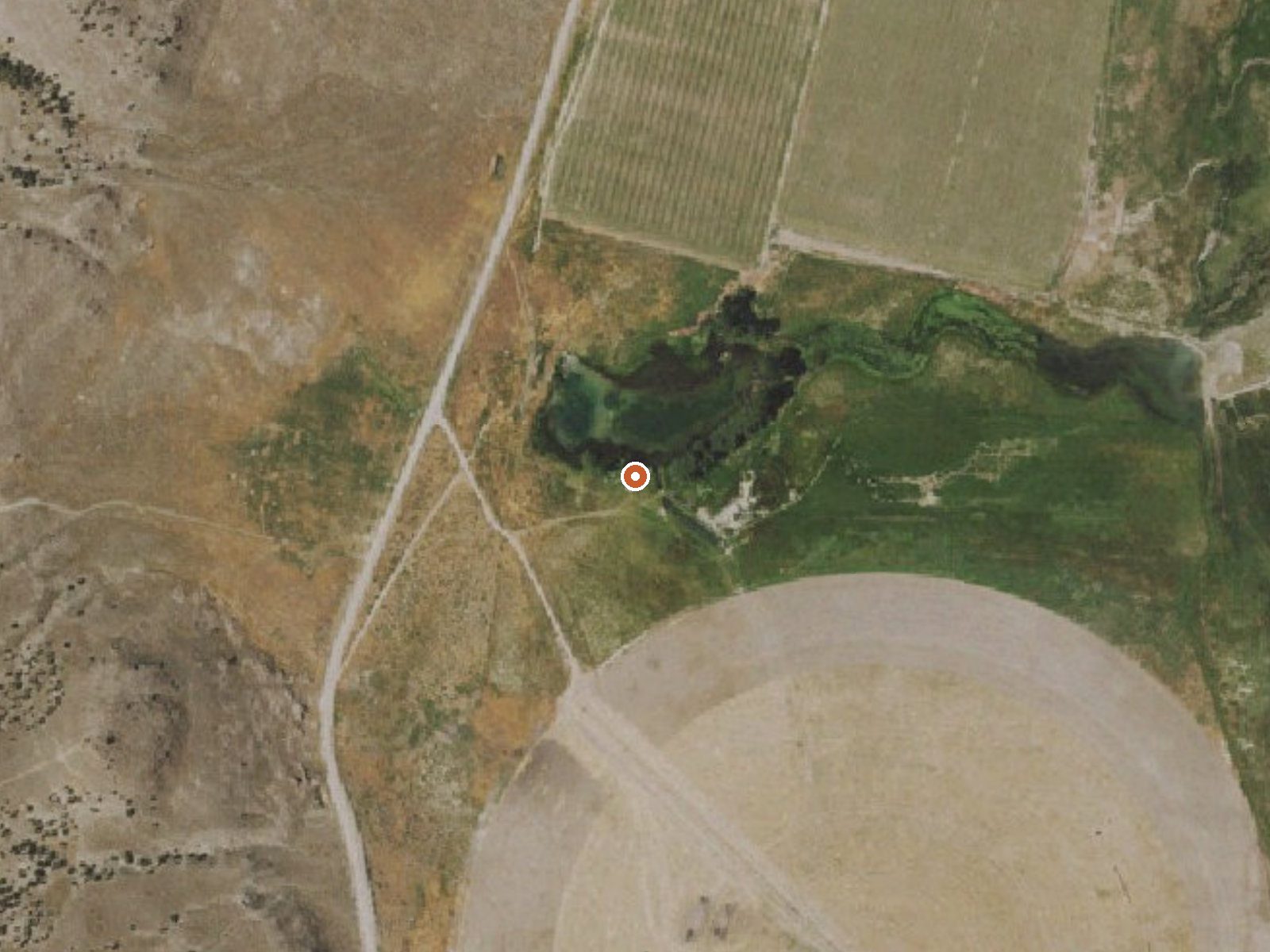 Aerial view of the ground around Shipley Hot Spring