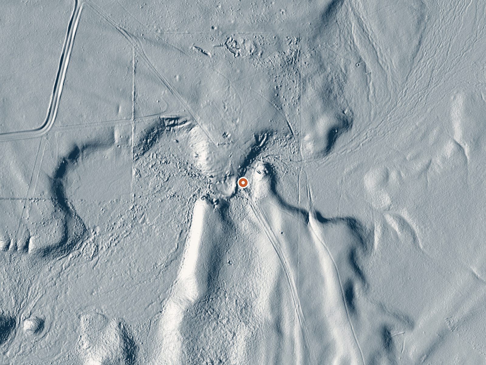 LiDAR bare-earth view of the same ground around Howard Hot Spring