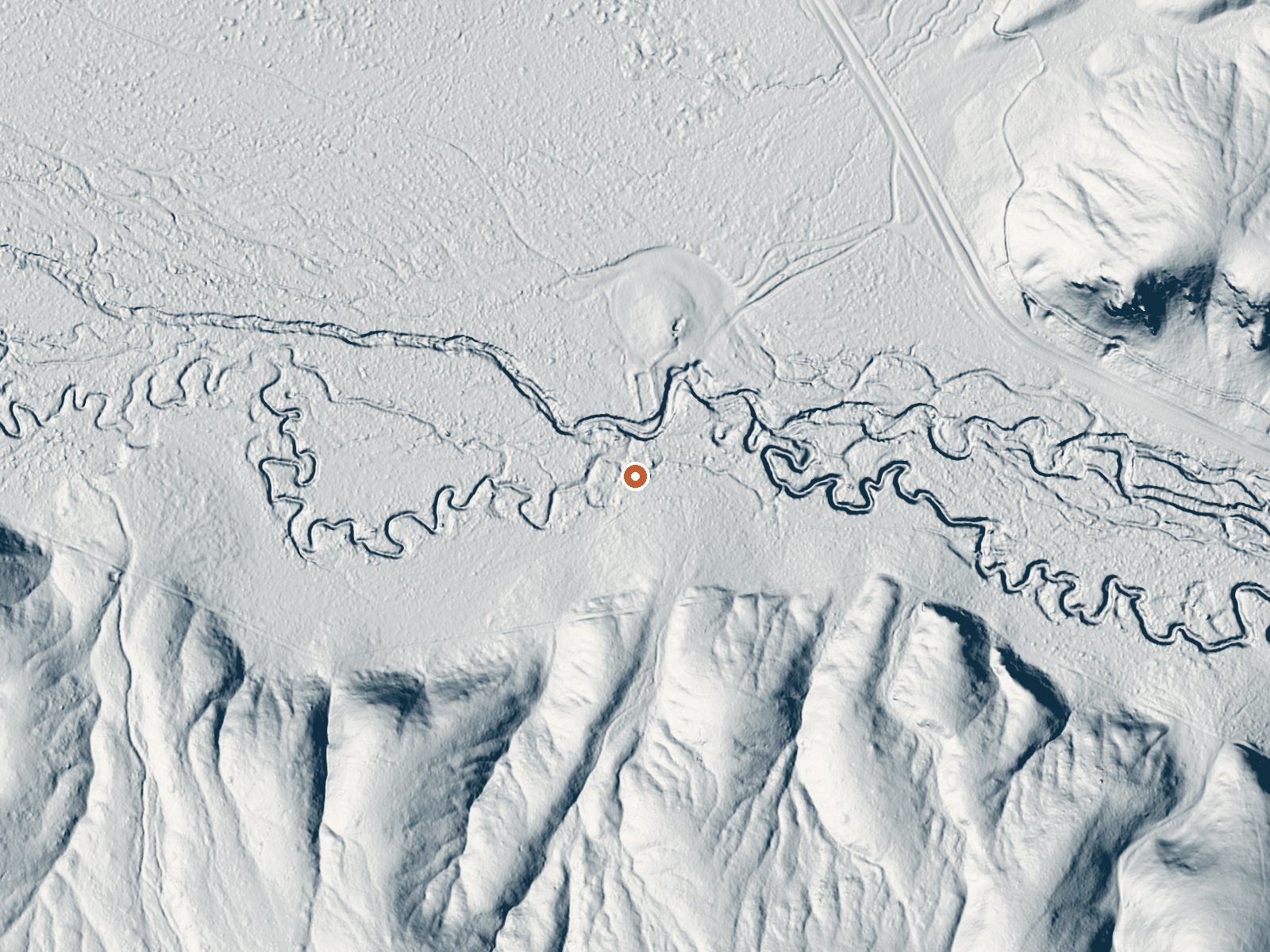LiDAR bare-earth view of the same ground around The Hot Springs